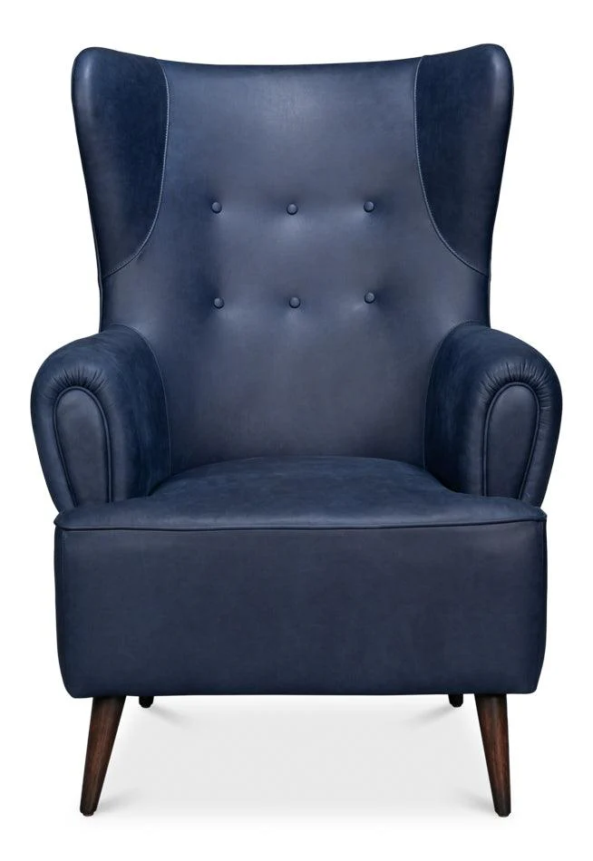 Hightower Distilled Leather Chair Blue - Frankwebs