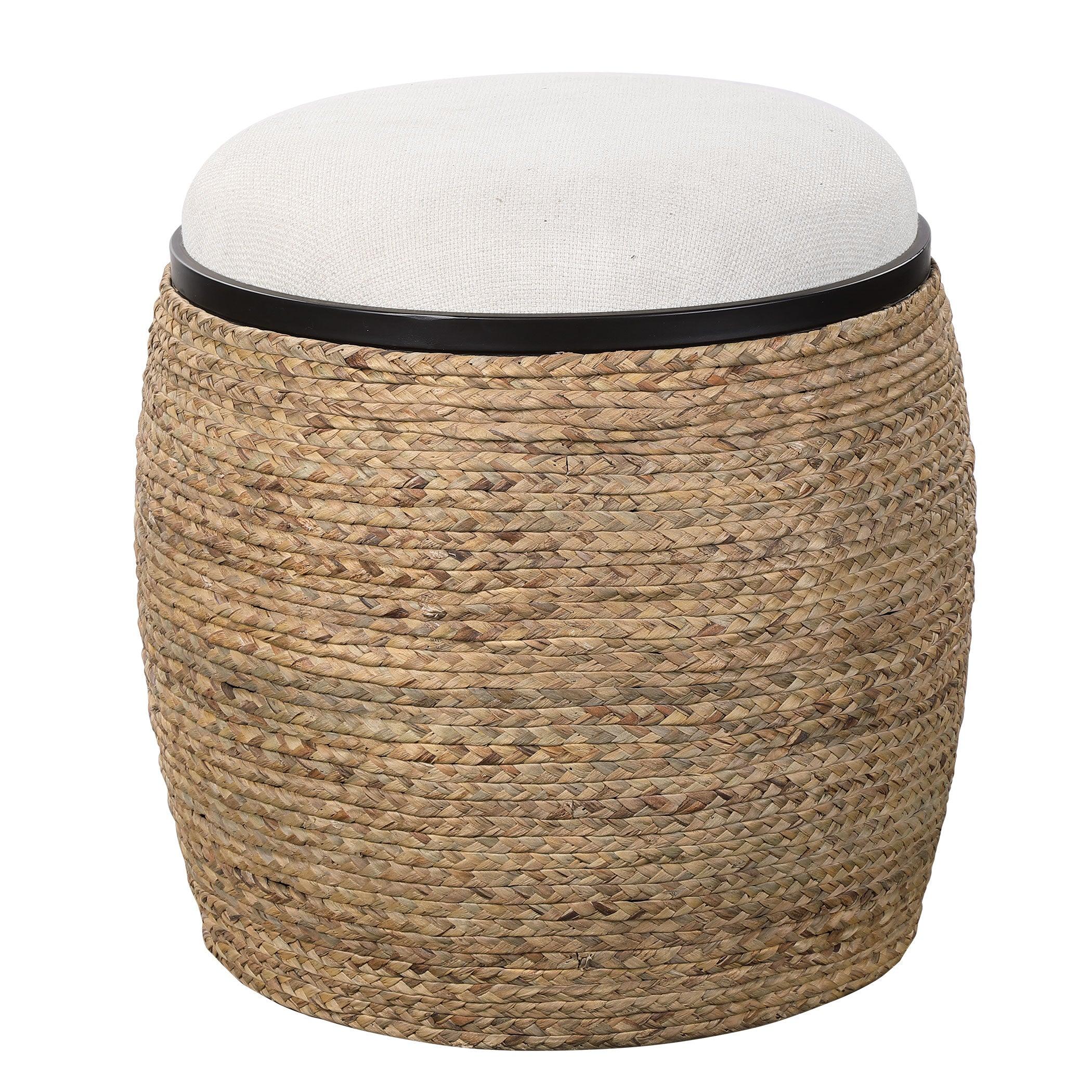 ISLAND STRAW ACCENT STOOL - Frankwebs