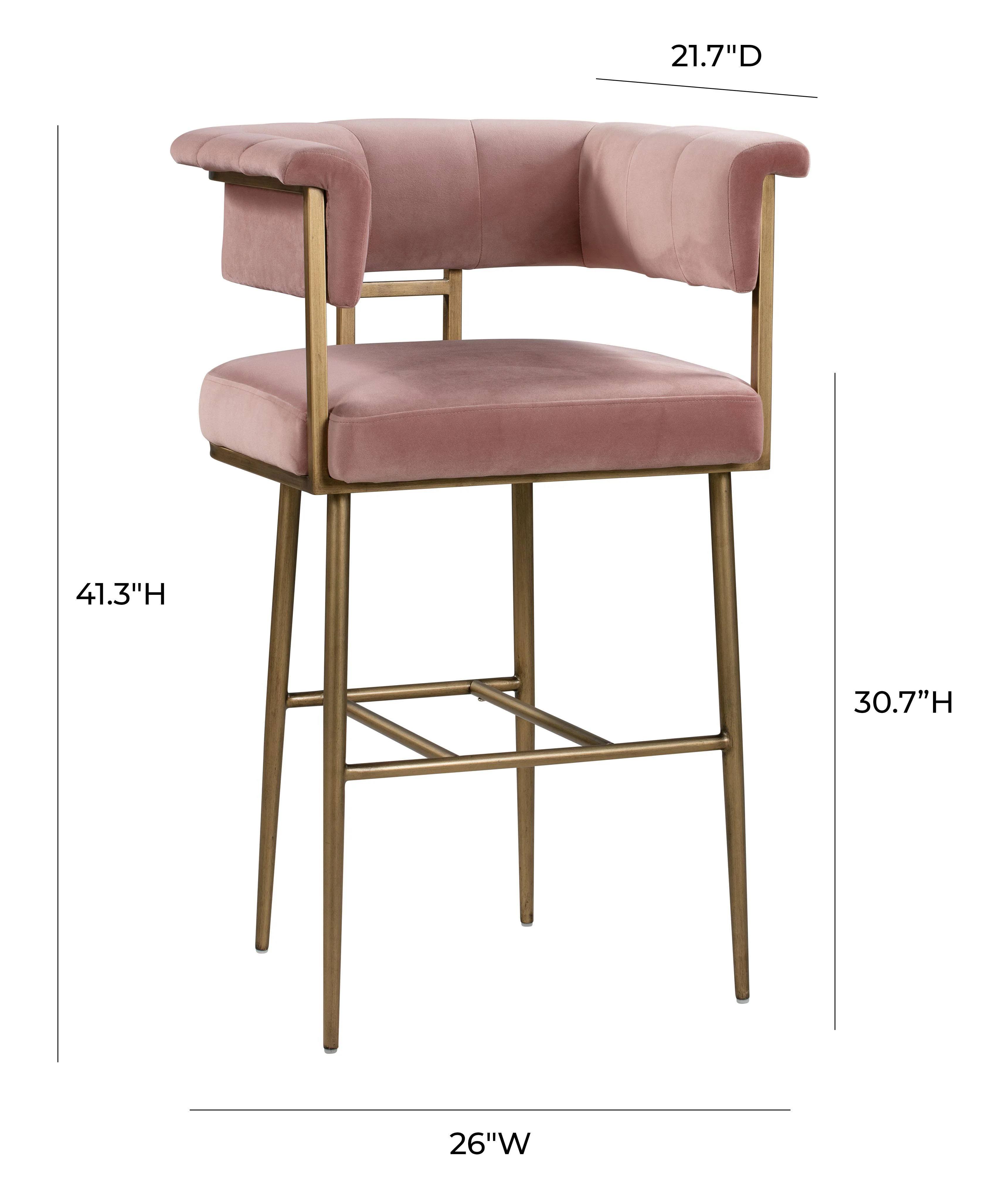 Astrid Blush Velvet Bar Stool - Frankwebs