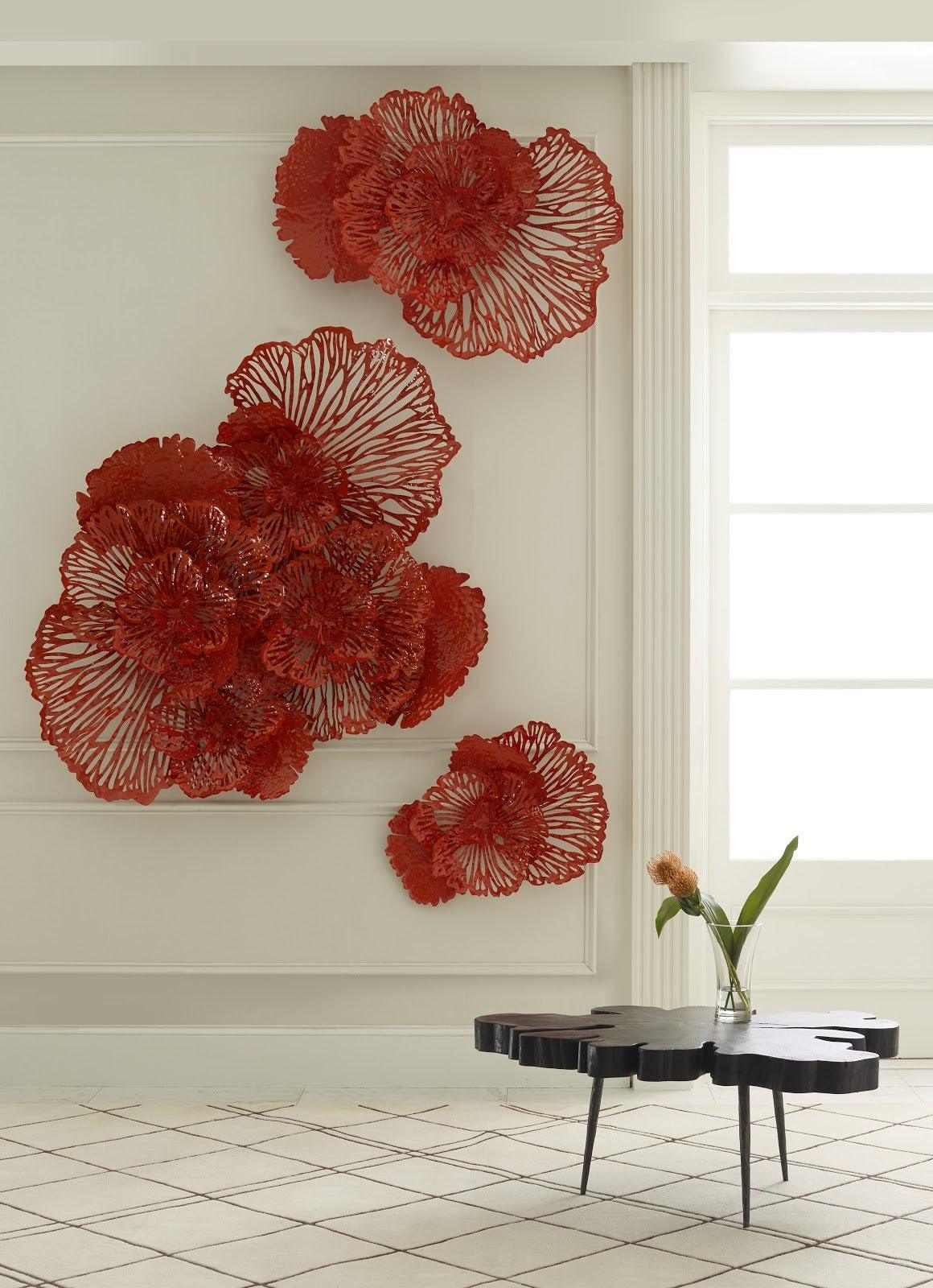 Flower Wall Art, Medium, Coral, Metal - Frankwebs