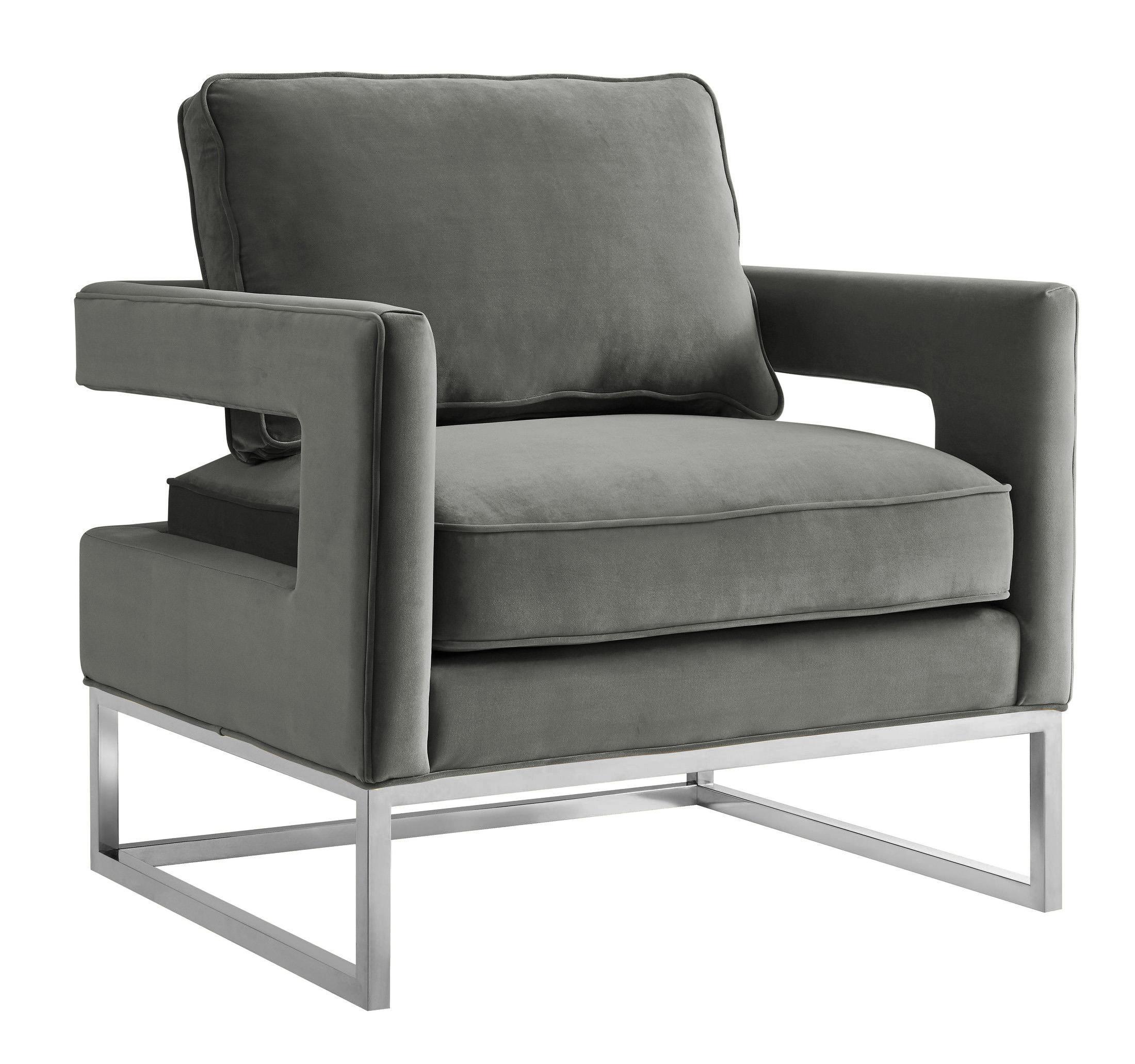 Avery Grey Velvet Chair - Silver Frame - Frankwebs