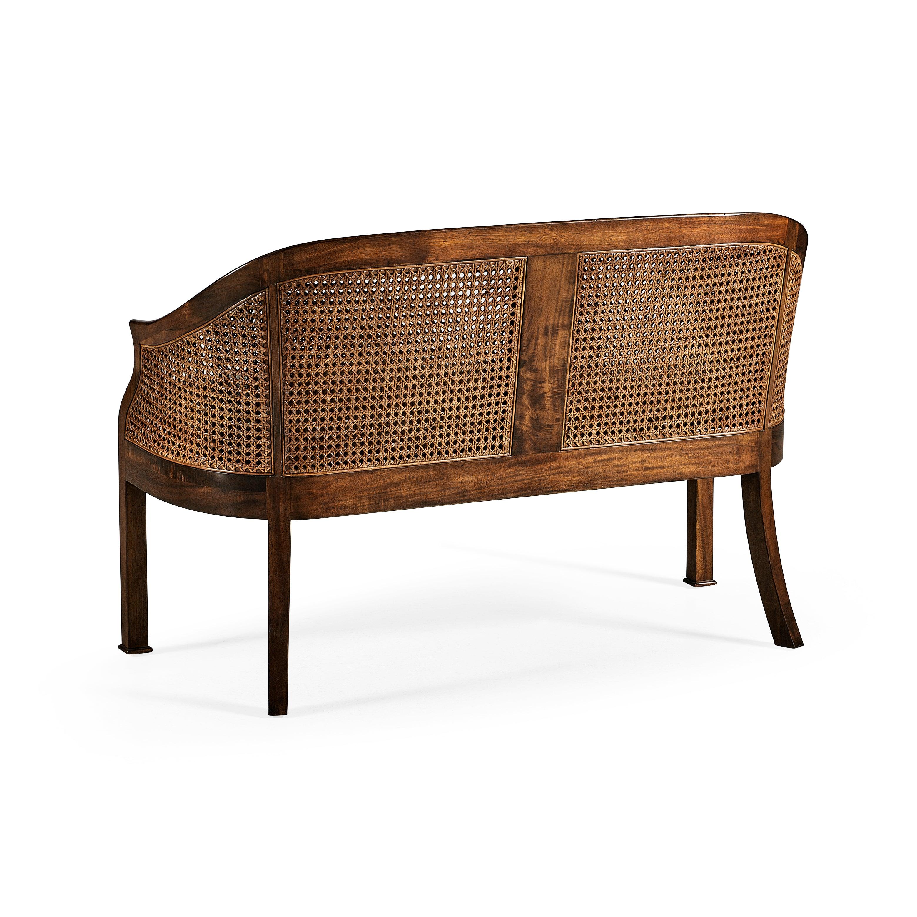 Casual Accents Walnut Salon Settee Cane Back Seat - Frankwebs