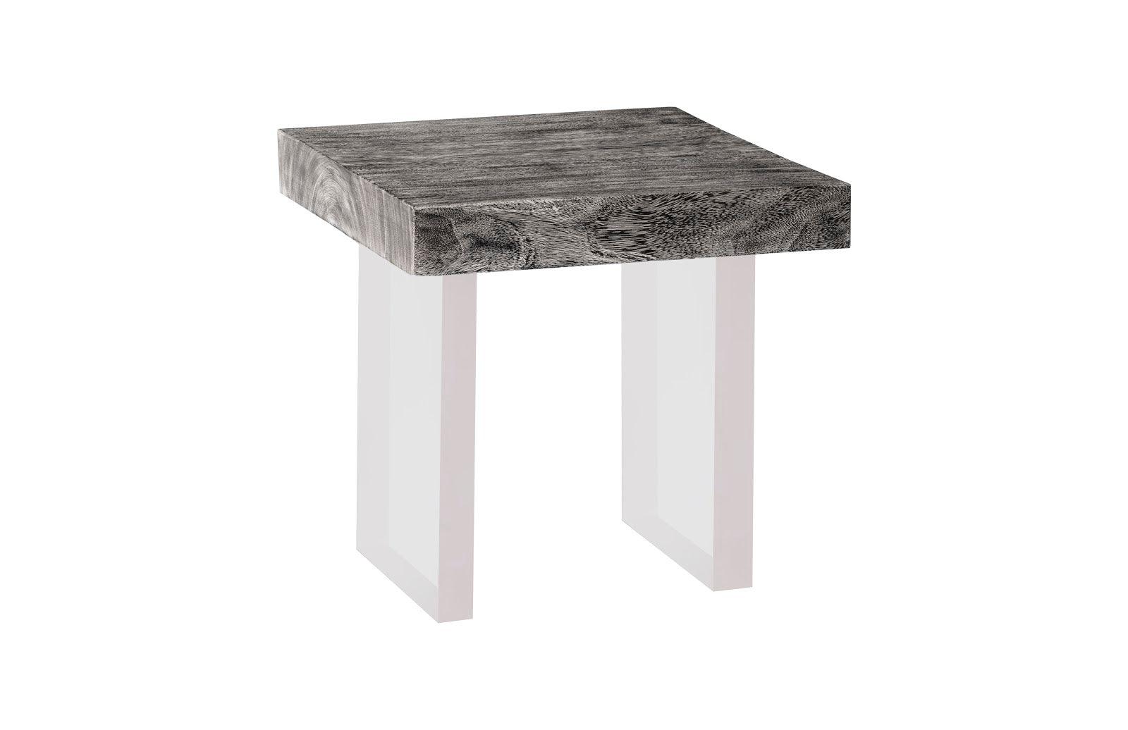 Floating Side Table, Gray Stone, Acrylic Legs - Frankwebs