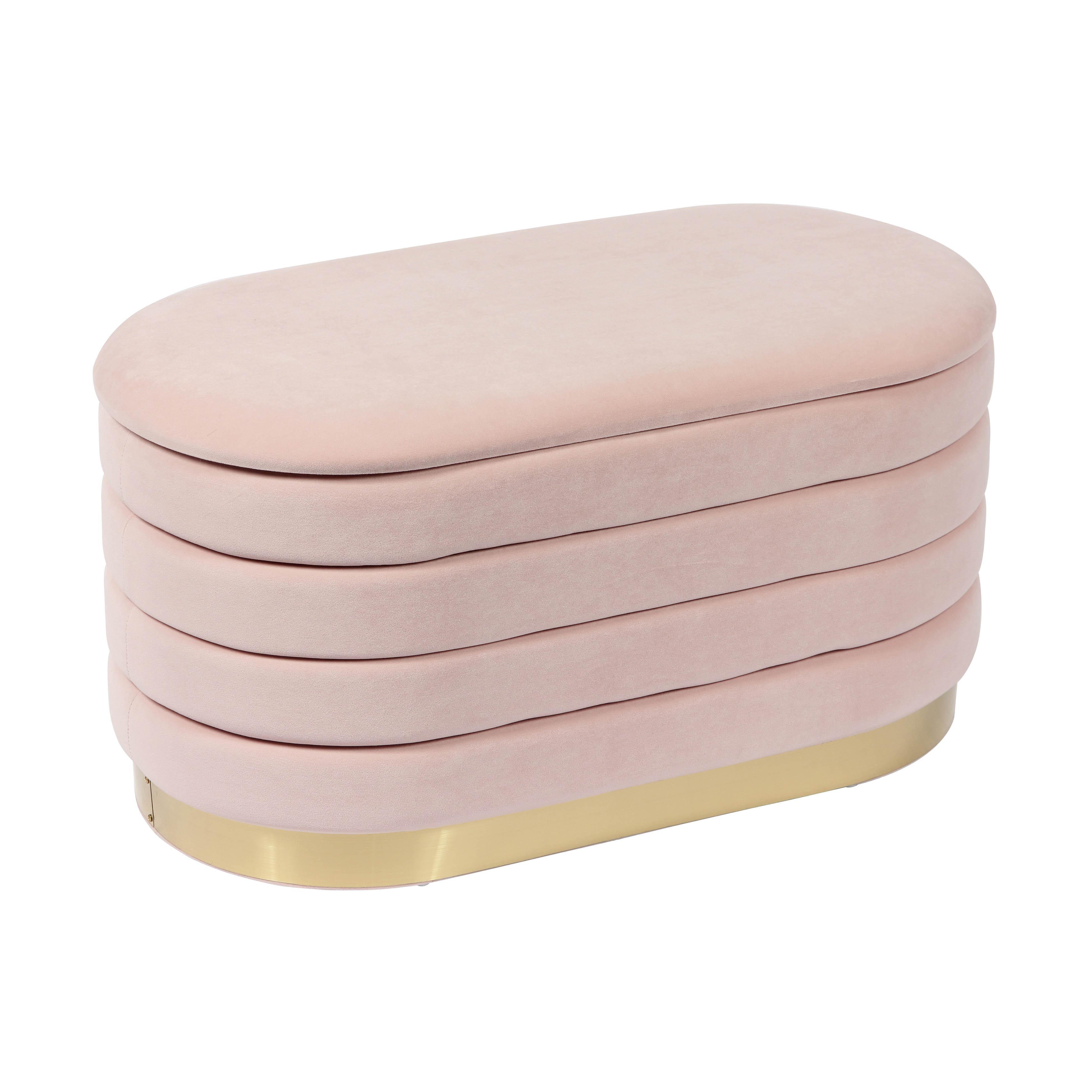 Lillian Blush Velvet Storage Bench - Frankwebs