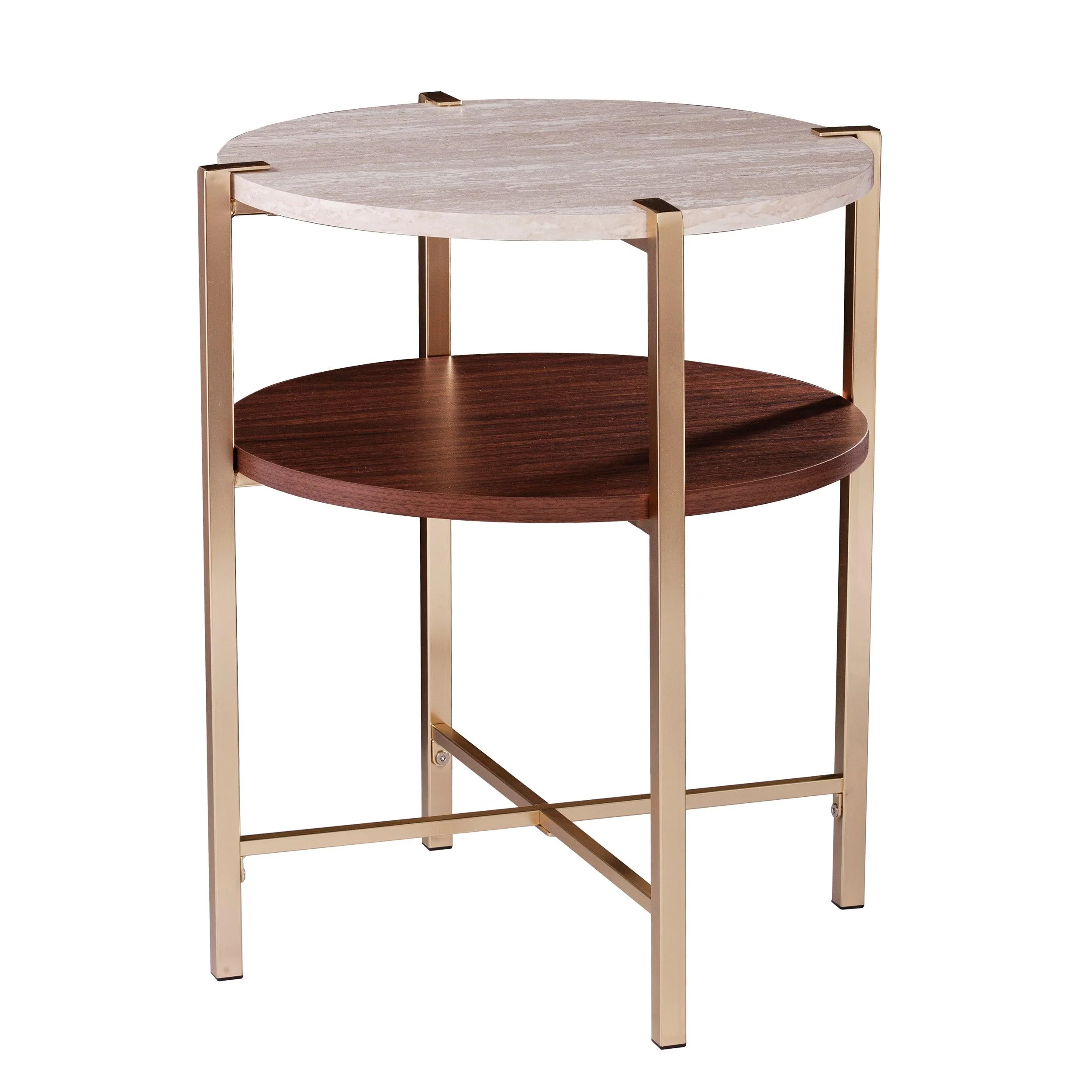 Ardmillan Round End Table w/ Faux Marble Top - Frankwebs