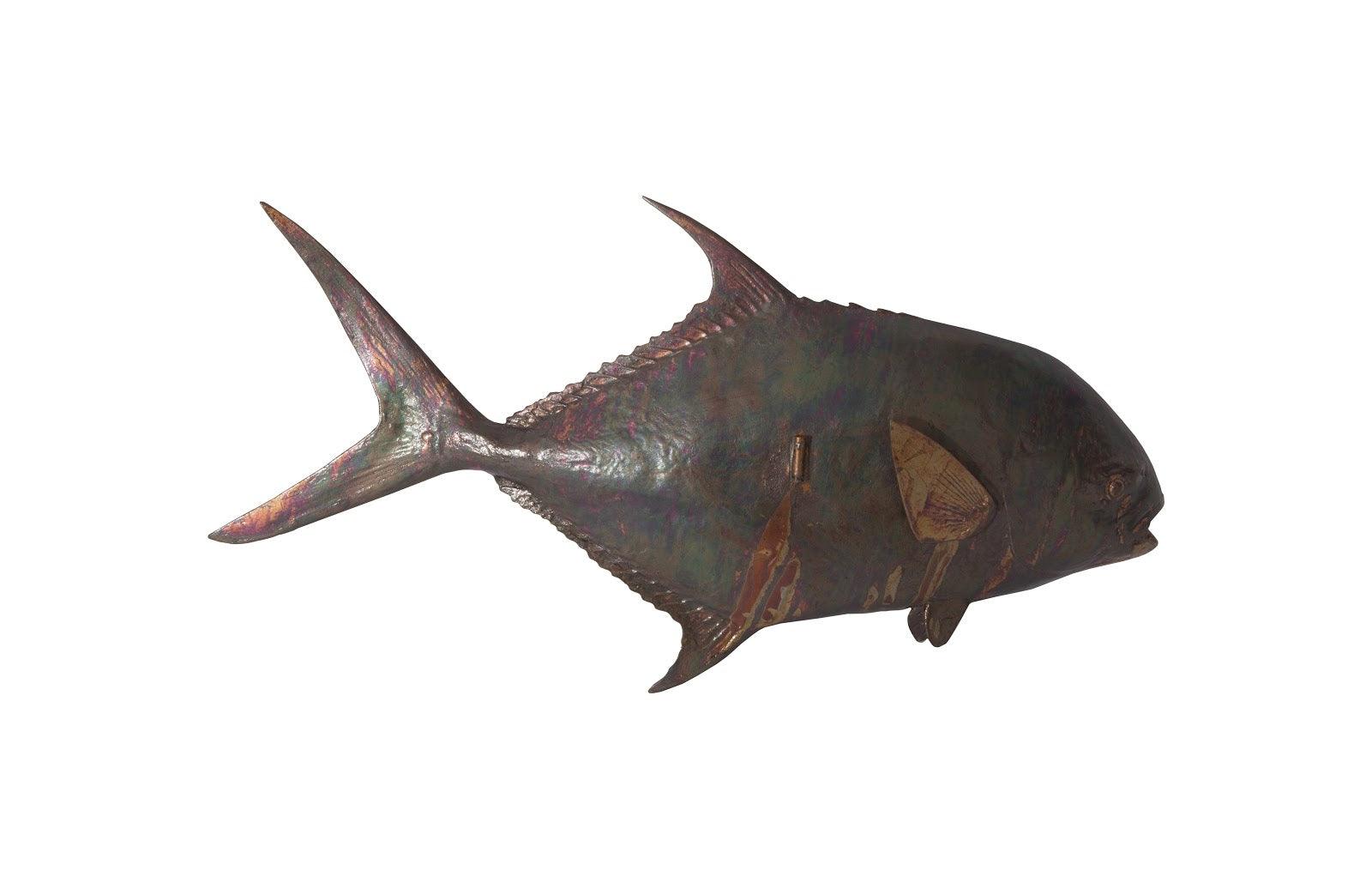 Permit Fish Wall Sculpture, Resin, Copper Patina Finish - Frankwebs
