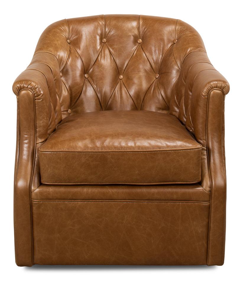 Coolidge Leather Swivel Chair - Cuba Brn - Frankwebs