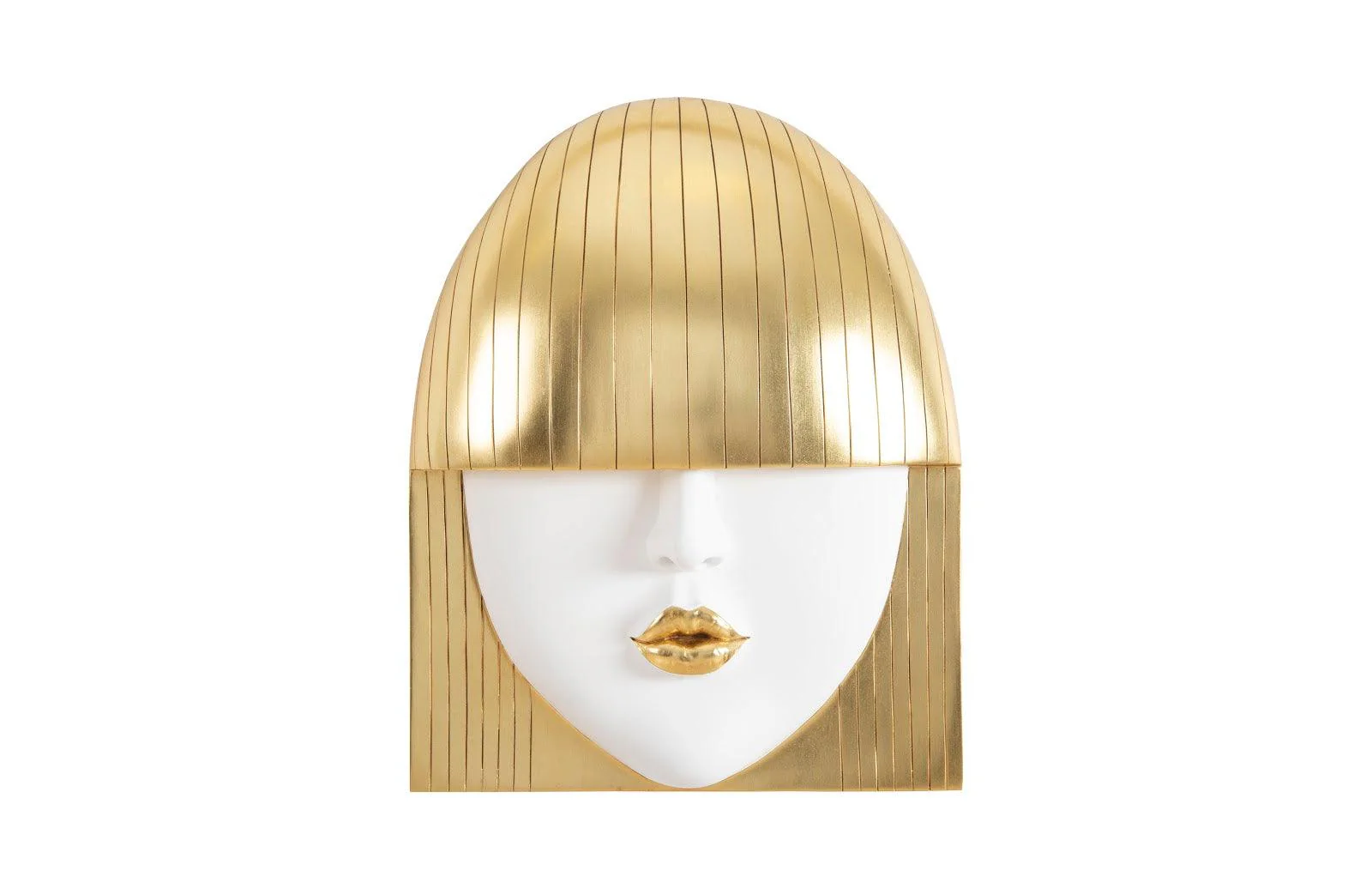 Fashion Faces Wall Art, Large, Kiss, White and Gold Leaf - Frankwebs