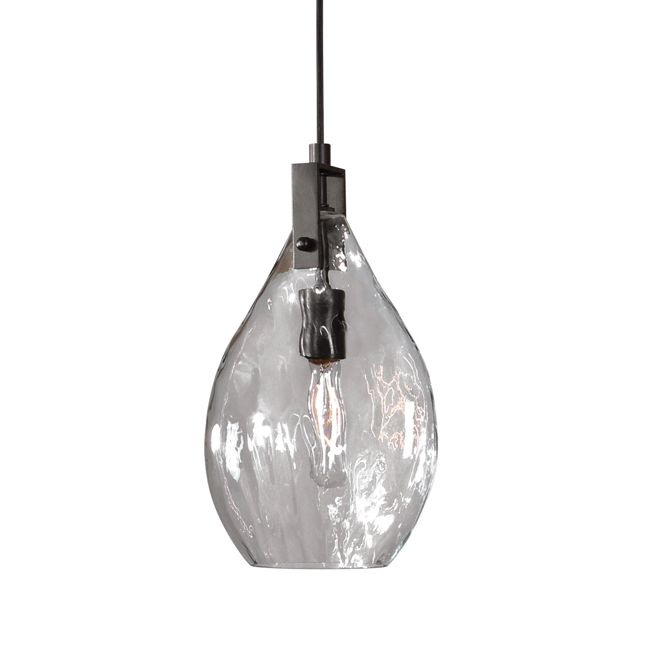 CAMPESTER 1 LIGHT WATERED GLASS MINI PENDANT - Frankwebs