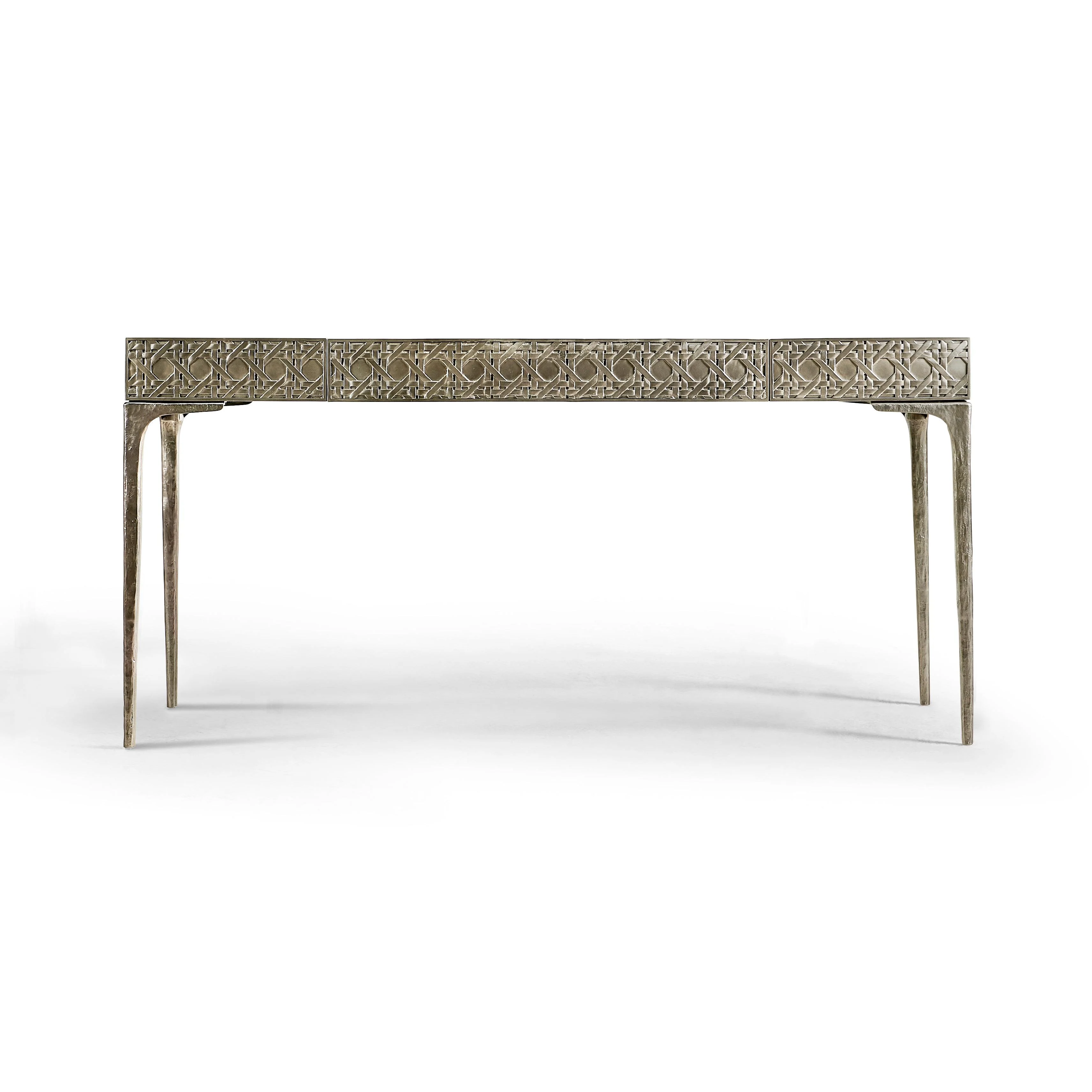 Water Cnoidal Cane Carved Metal Desk - Frankwebs