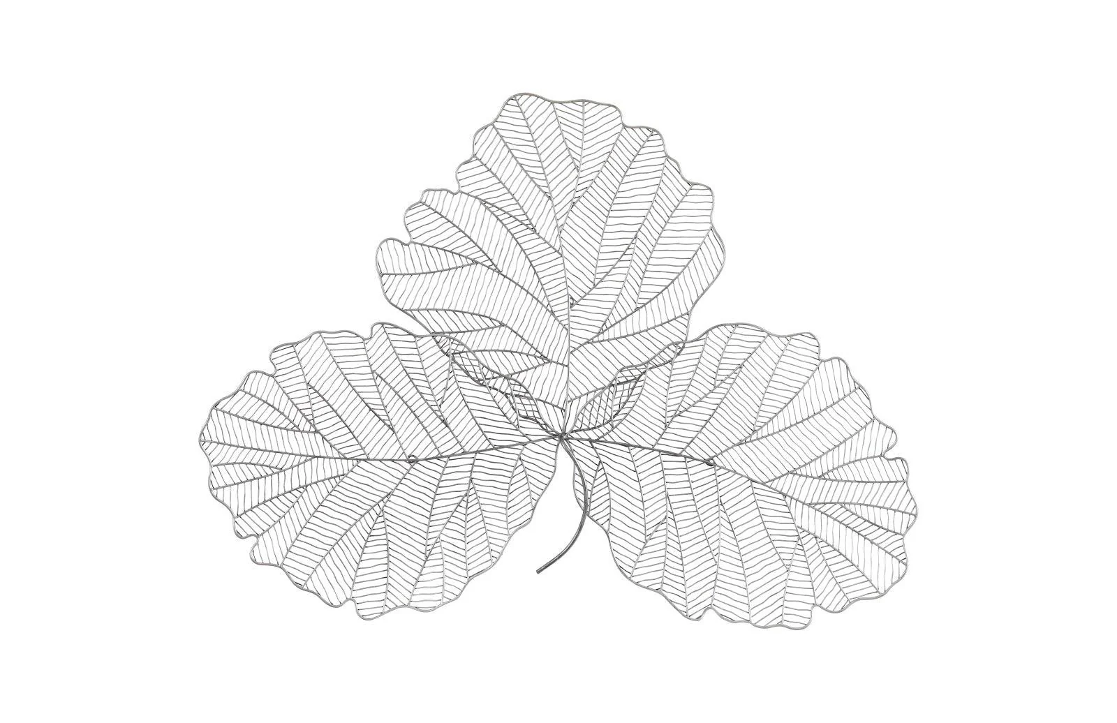 Tri Leaf Wall Art, Medum, Metal, Silver/Black - Frankwebs