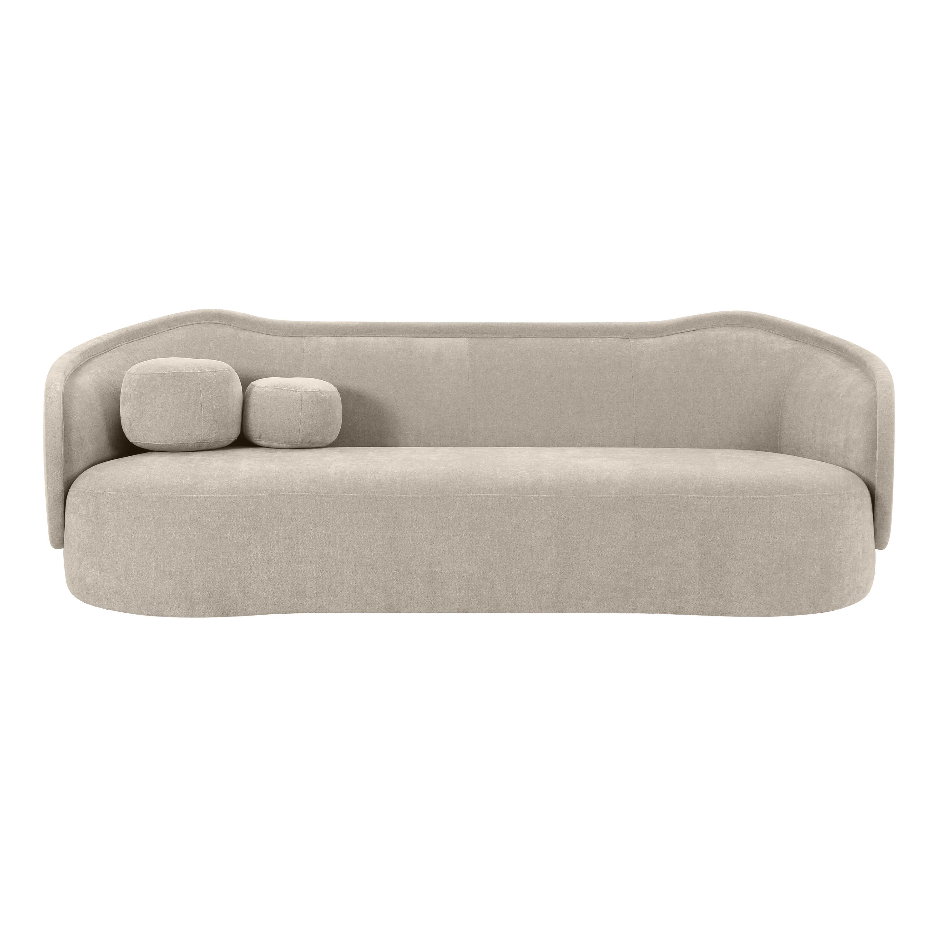 Circe Taupe Textured Velvet Sofa - Frankwebs