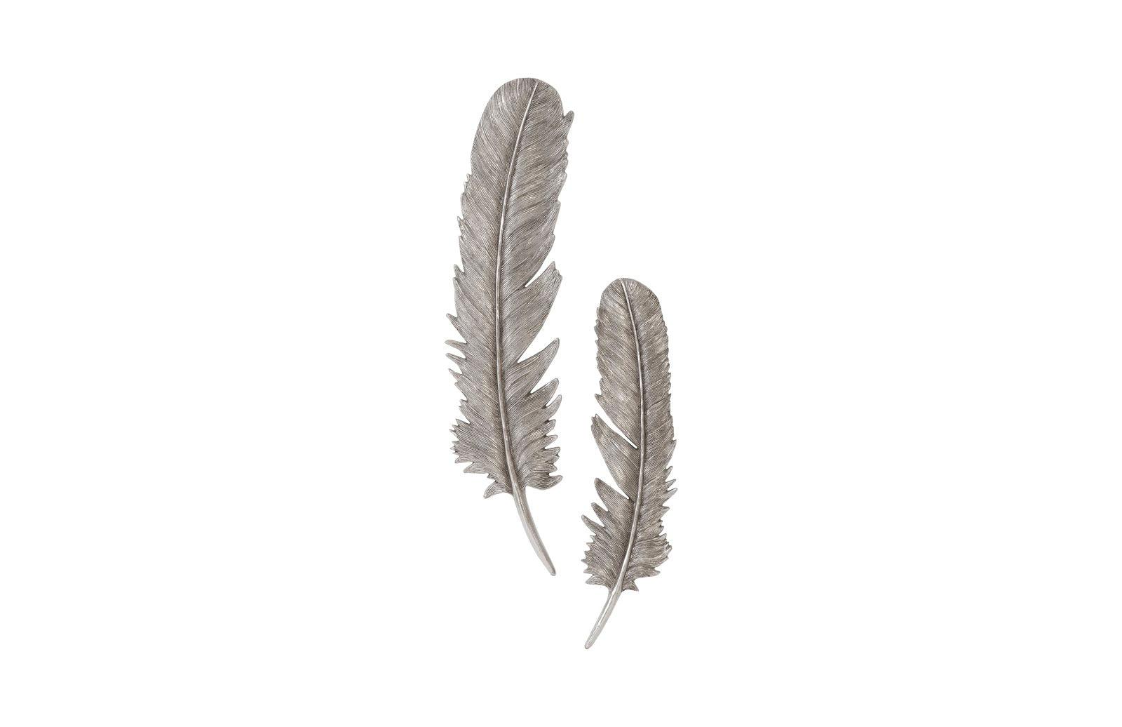 Feathers Wall Art, Large, Silver Leaf, Set of 2 - Frankwebs