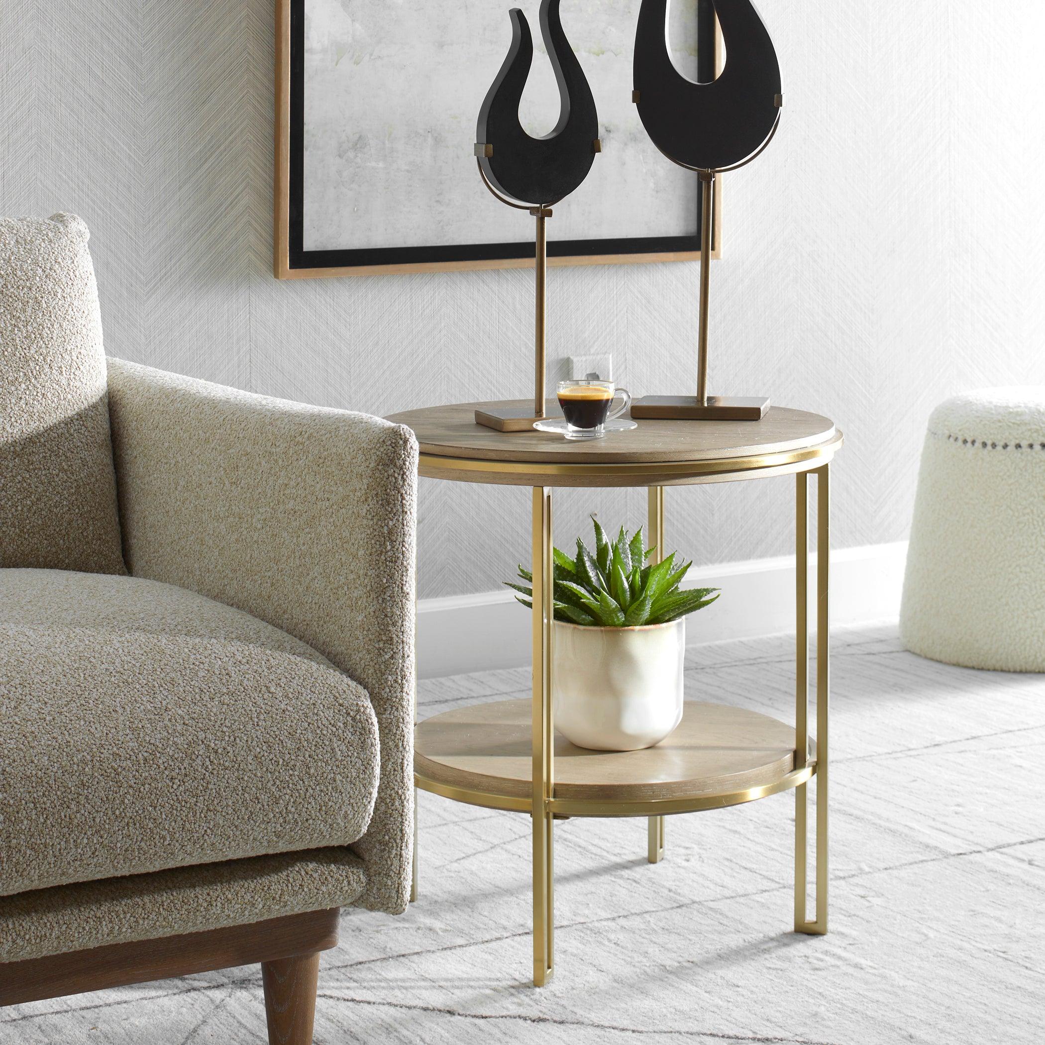 Elise Round Brass Side Table - Frankwebs