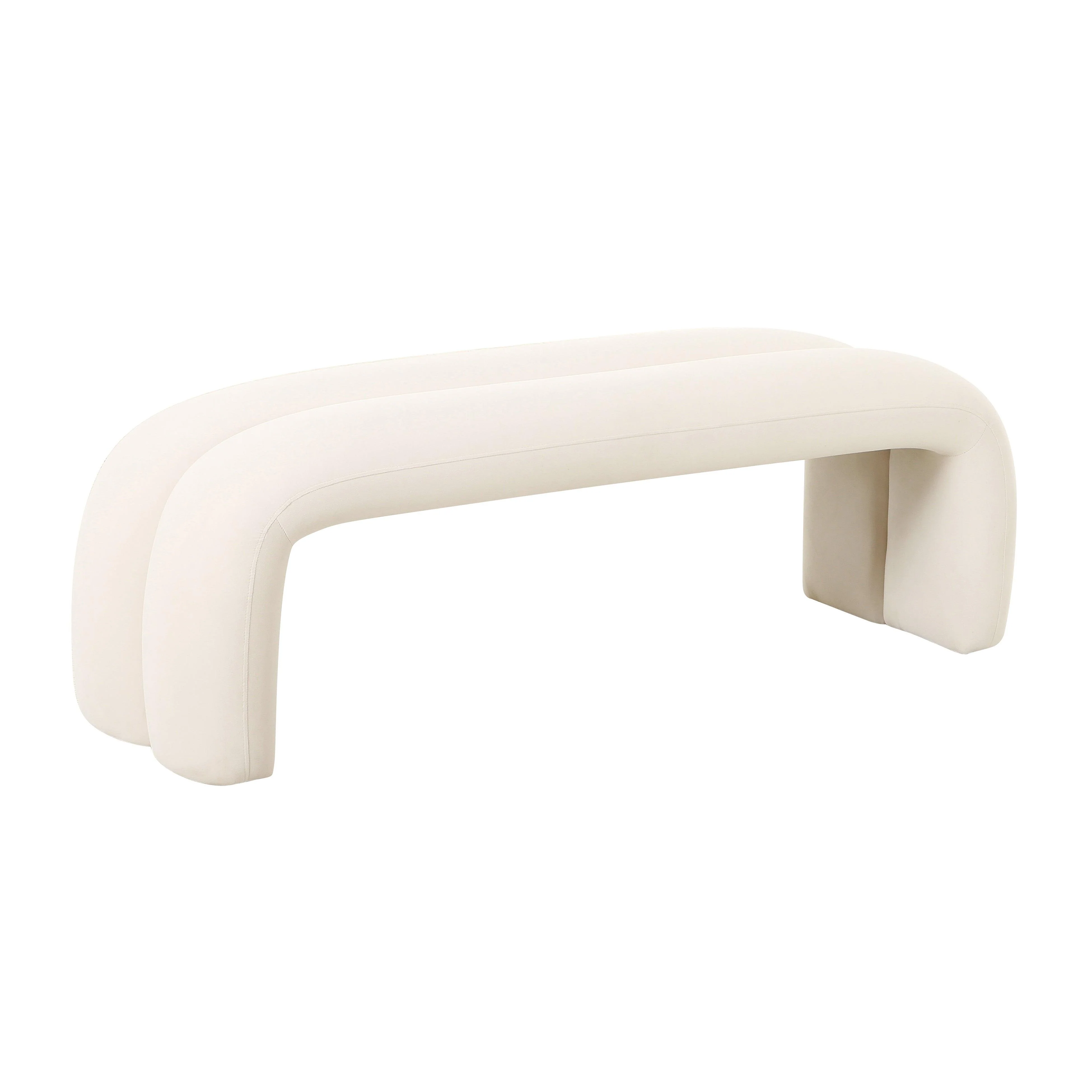 Leigh Cream Velvet Channeled Bench - Frankwebs