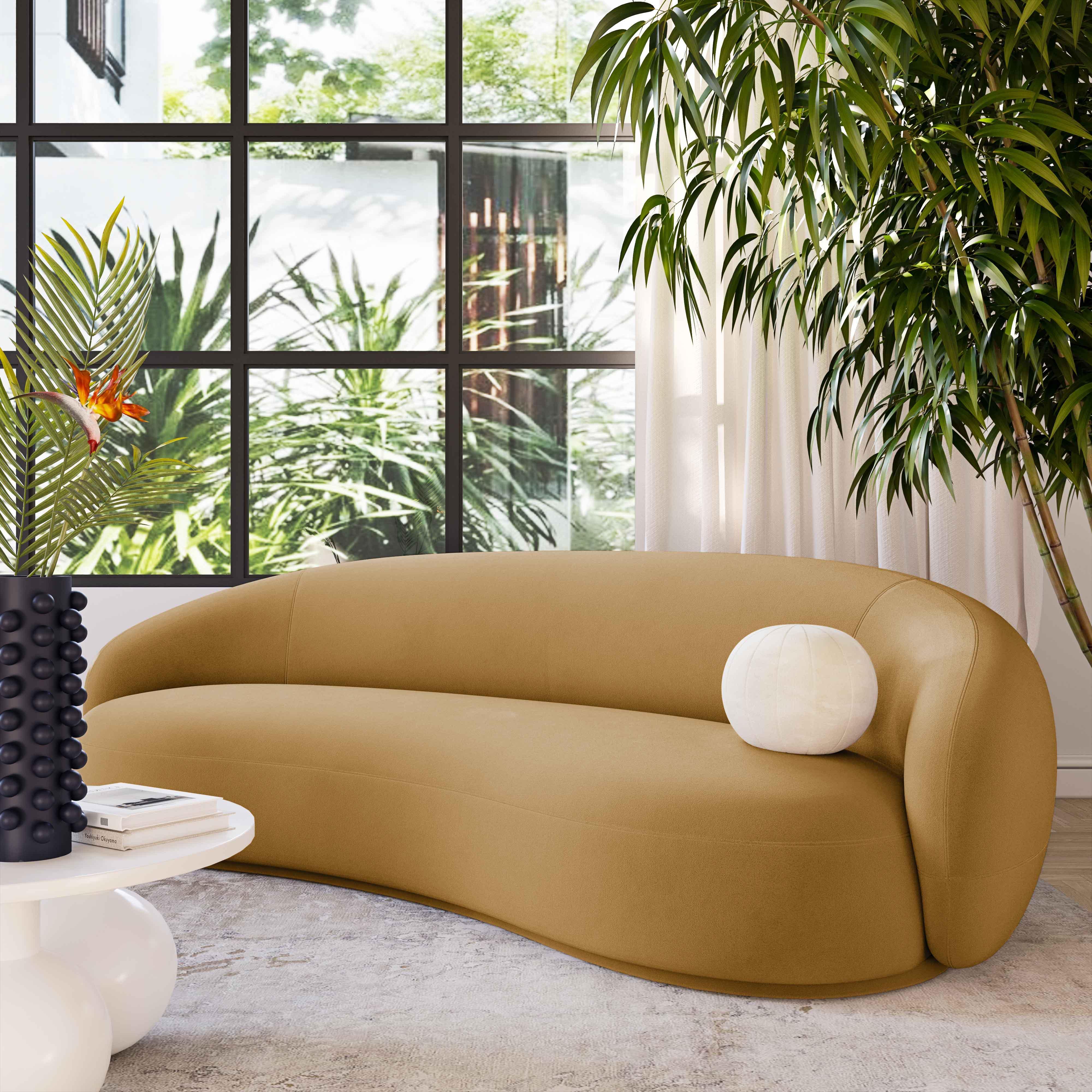 Kendall Cognac Velvet Sofa - Frankwebs