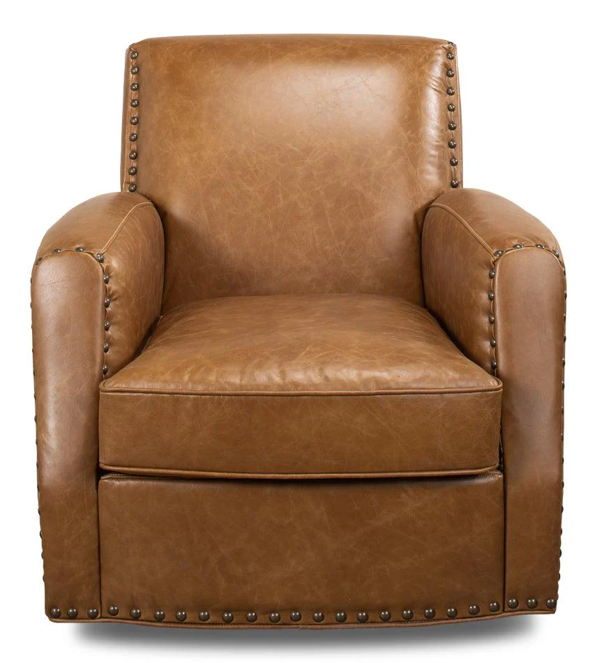 Taft Leather Swivel Chair - Cuba Brown - Frankwebs