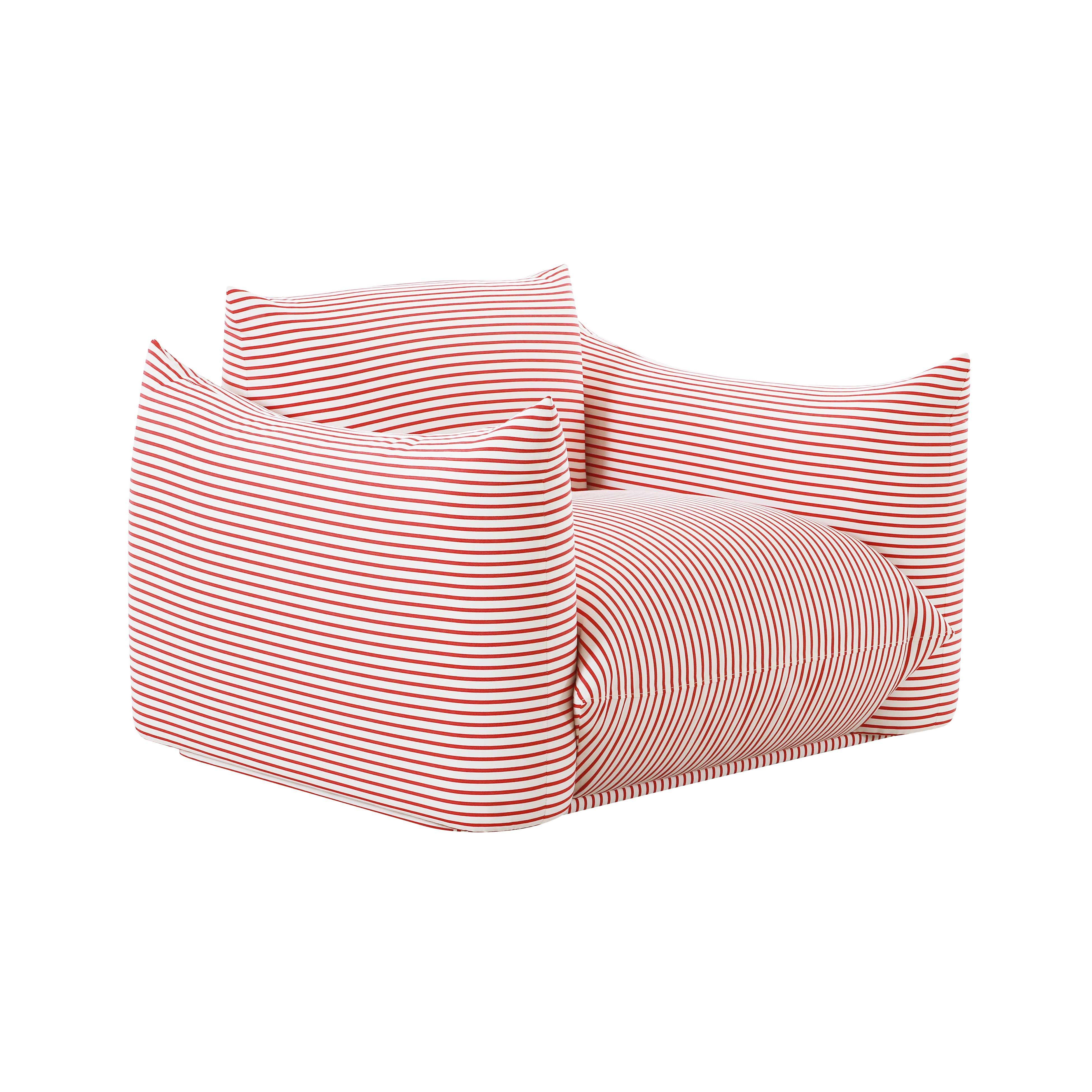 Saint Tropez Pearl and Red Striped Stuffed Outdoor Armchair - Frankwebs