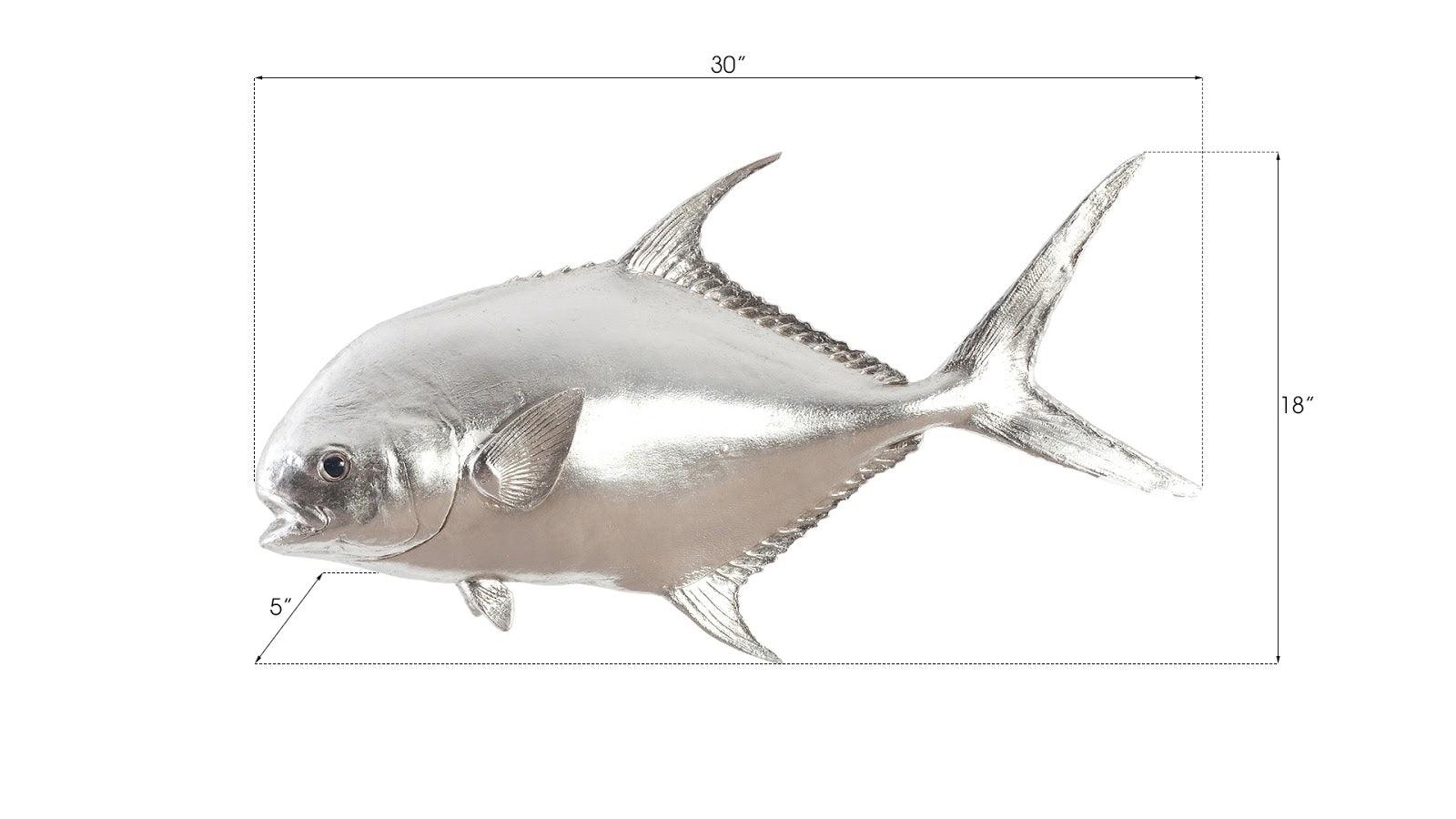 Permit Fish Wall Sculpture, Resin, Silver Leaf - Frankwebs