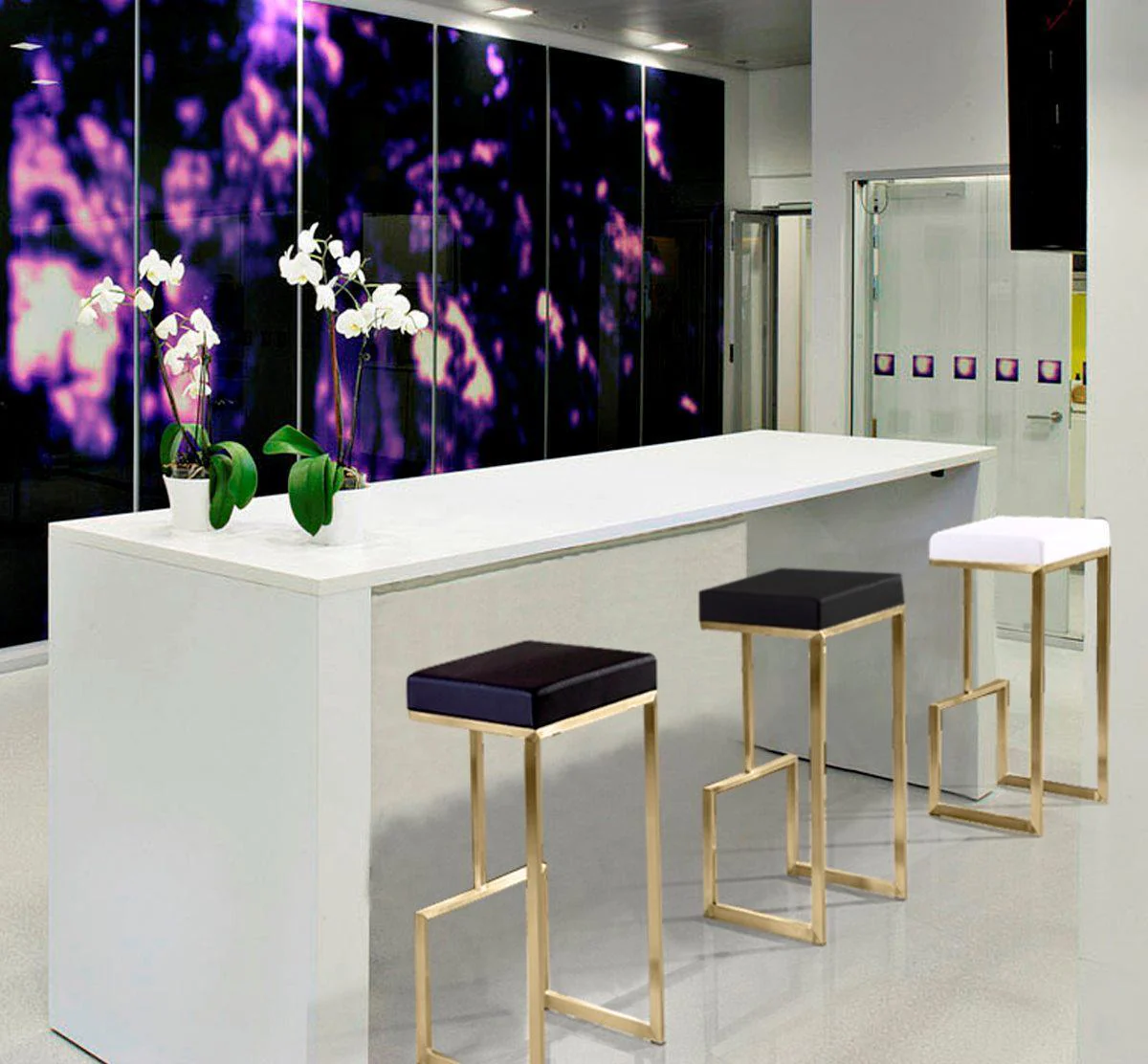 Ferrara Black Gold Steel Barstool (Set of 2) - Frankwebs