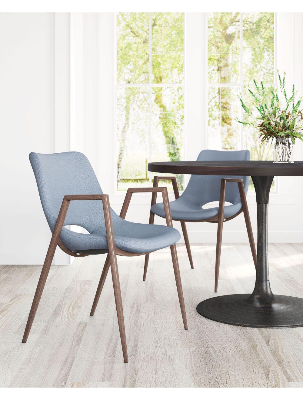 Desi Dining Chair (Set of 2) Gray & Walnut - Frankwebs