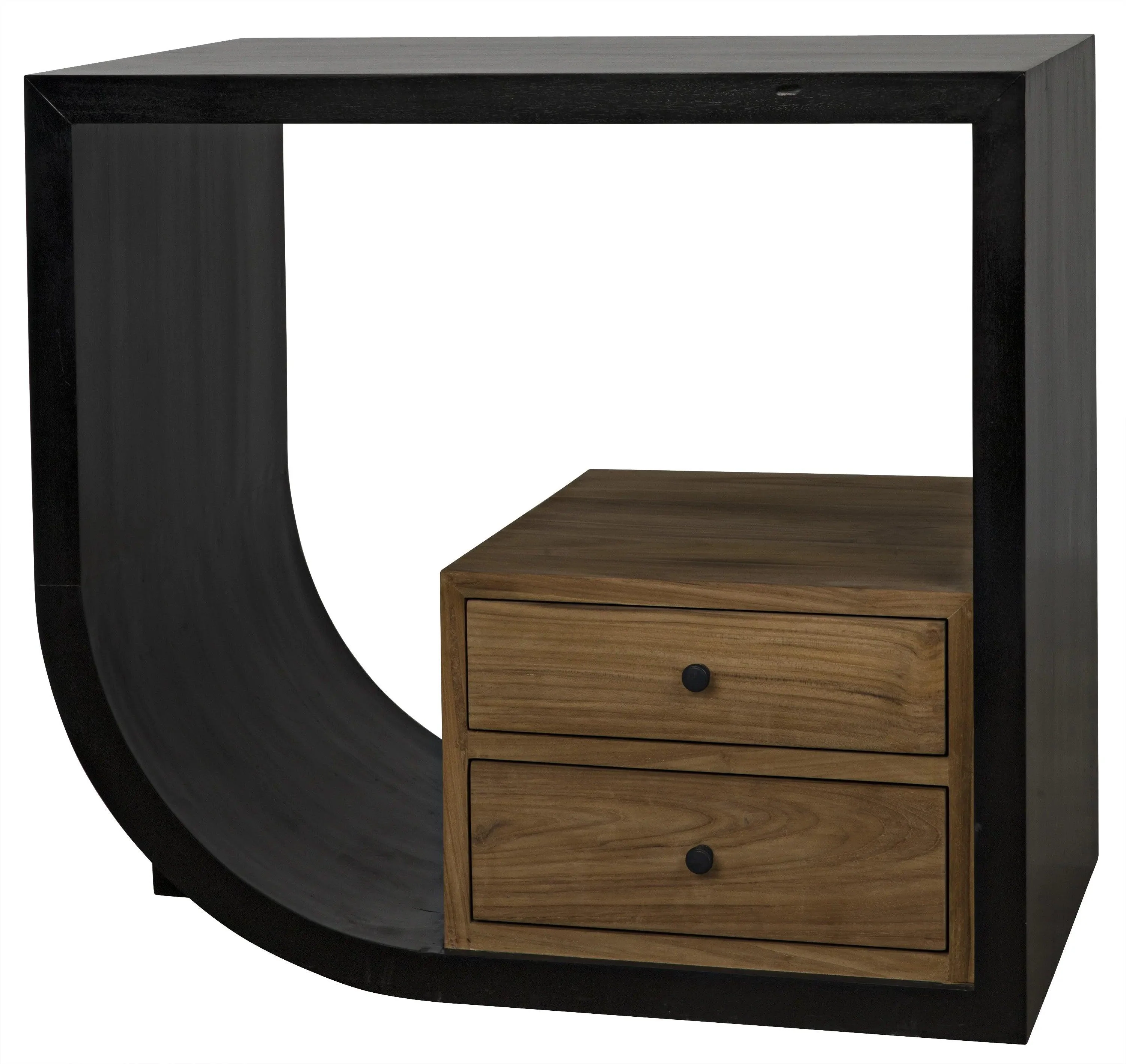 Burton Side Table, Left, Hand Rubbed Black and Teak - Frankwebs