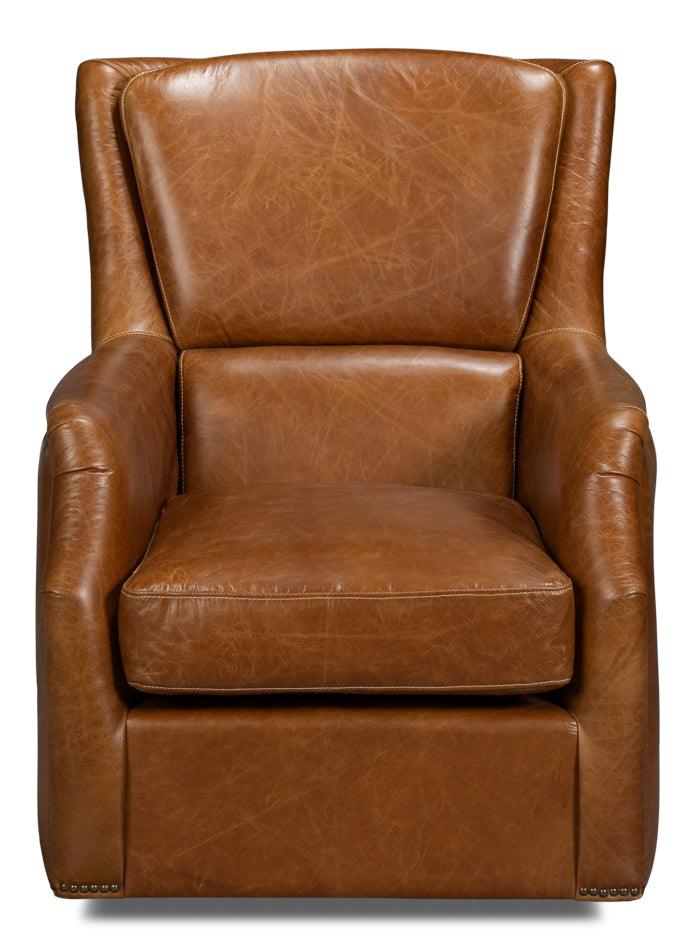 Baker Leather Swivel Chair - Cuba Brown - Frankwebs