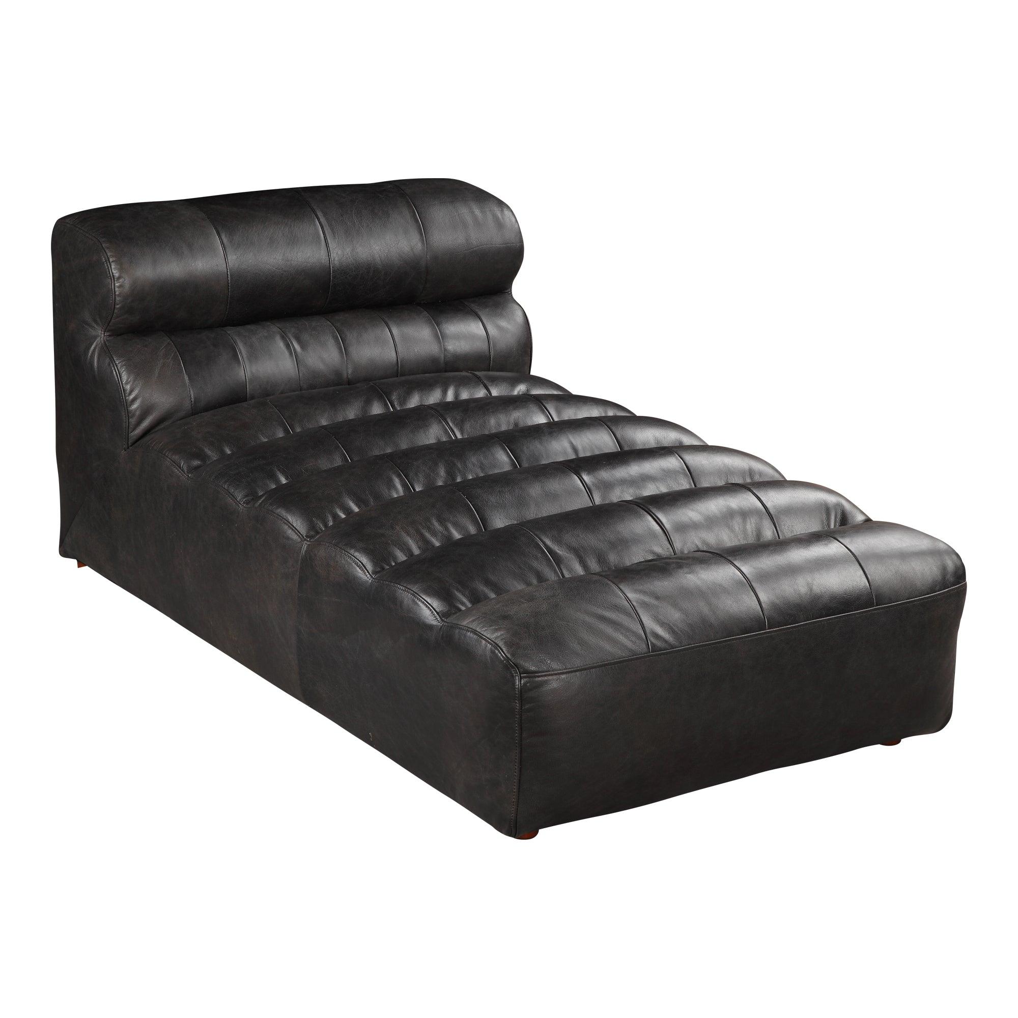 Ramsay Leather Chaise Antique Black - Frankwebs