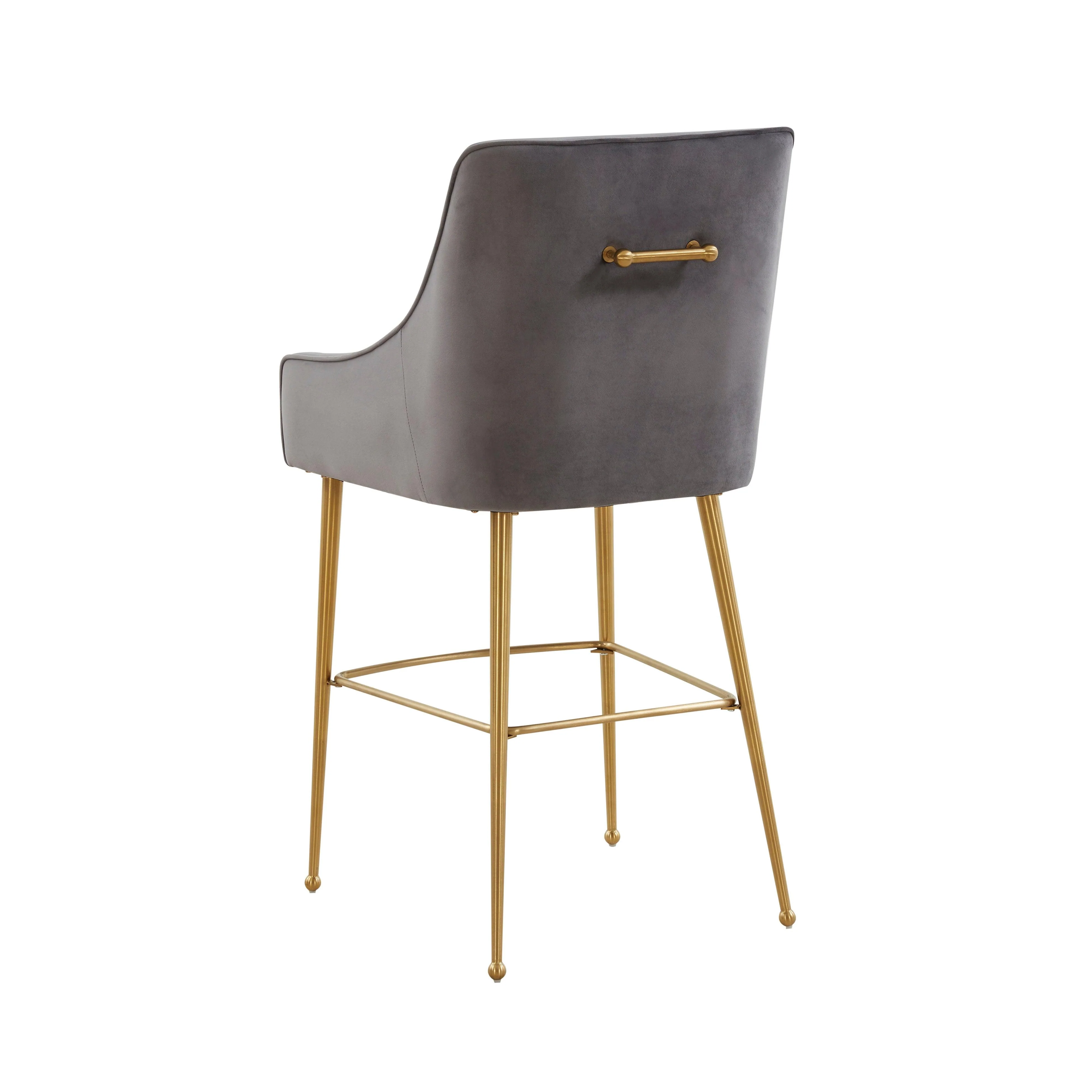 Beatrix Dark Grey Velvet Counter Stool - Gold Legs - Frankwebs