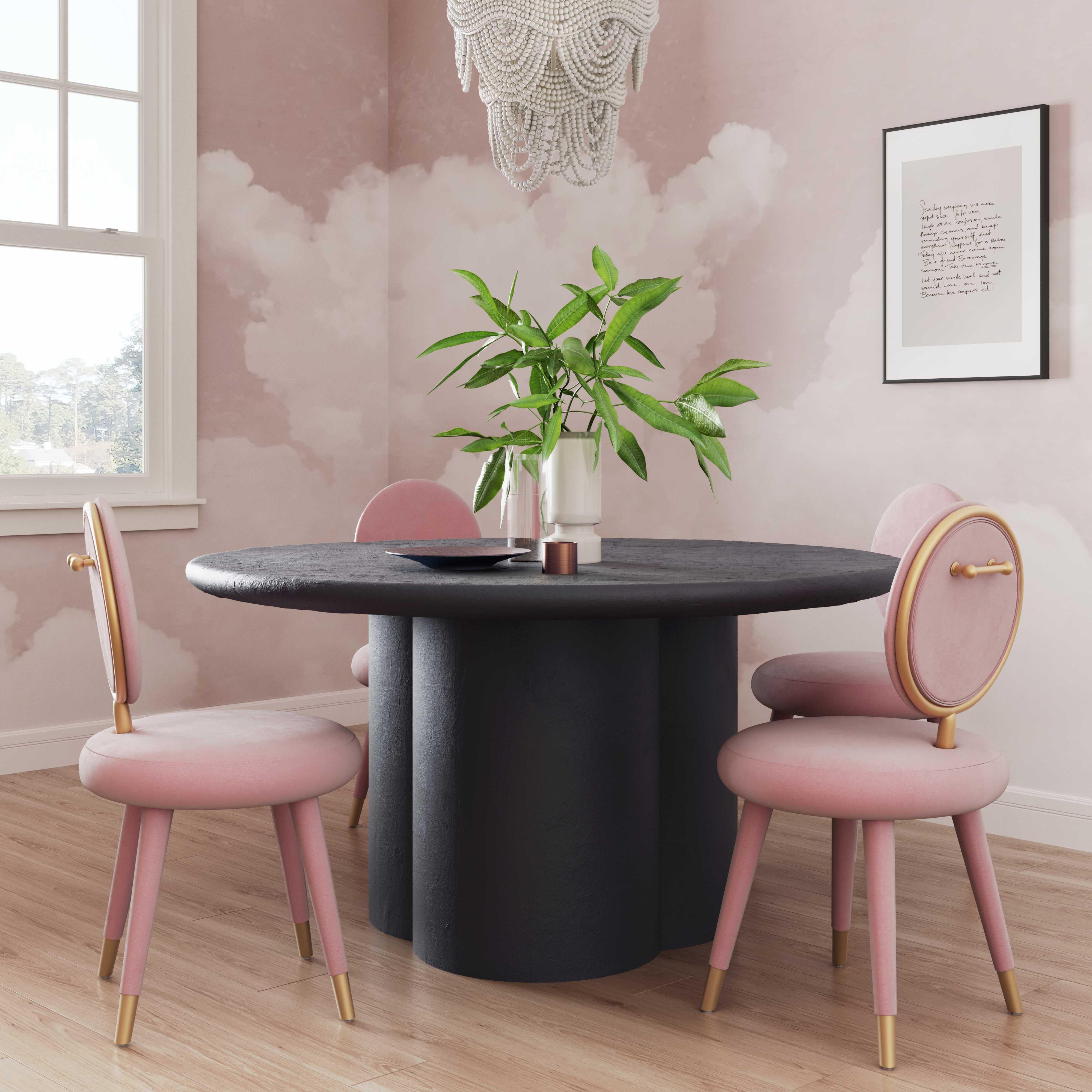 Elika Black Faux Plaster Round Dining Table - Frankwebs