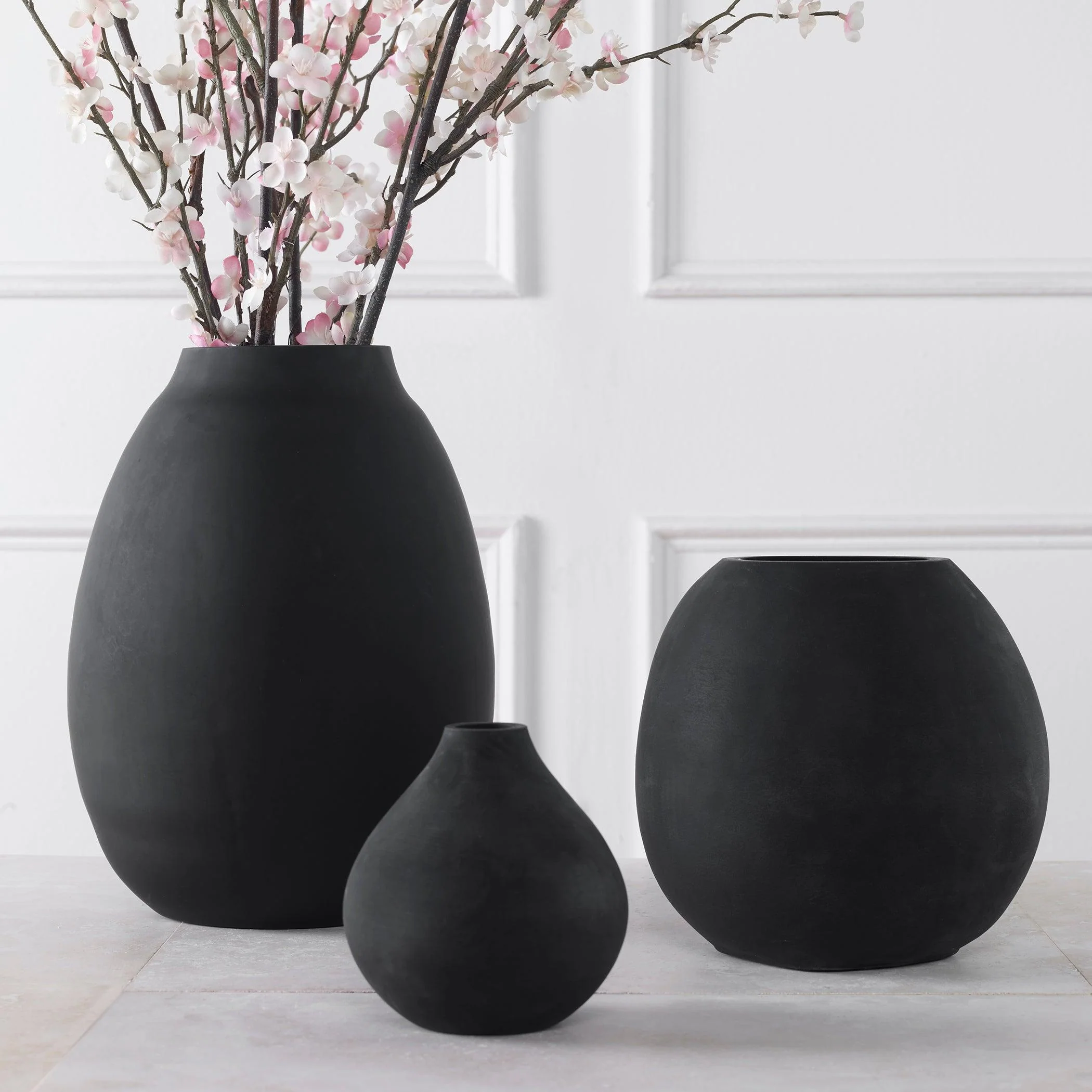 Hearth Matte Black Vases, Set/3 - Frankwebs