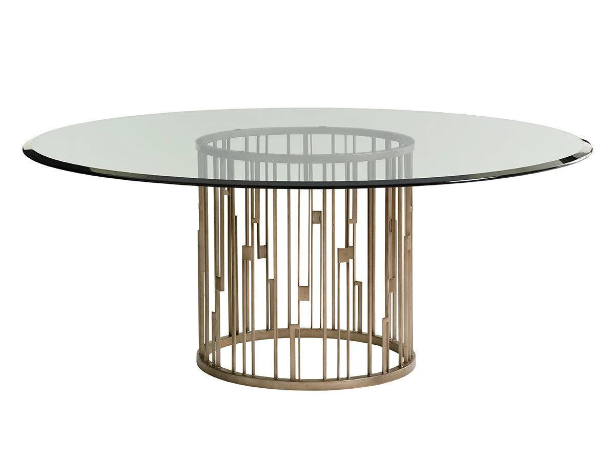 Shadow Play Rendezvous Round Metal Dining Table With 60 Inch Glass Top - Frankwebs