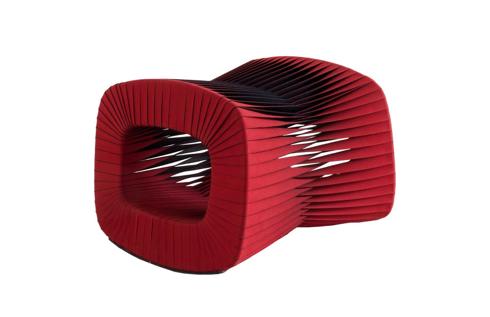 Seat Belt Ottoman, Red - Frankwebs