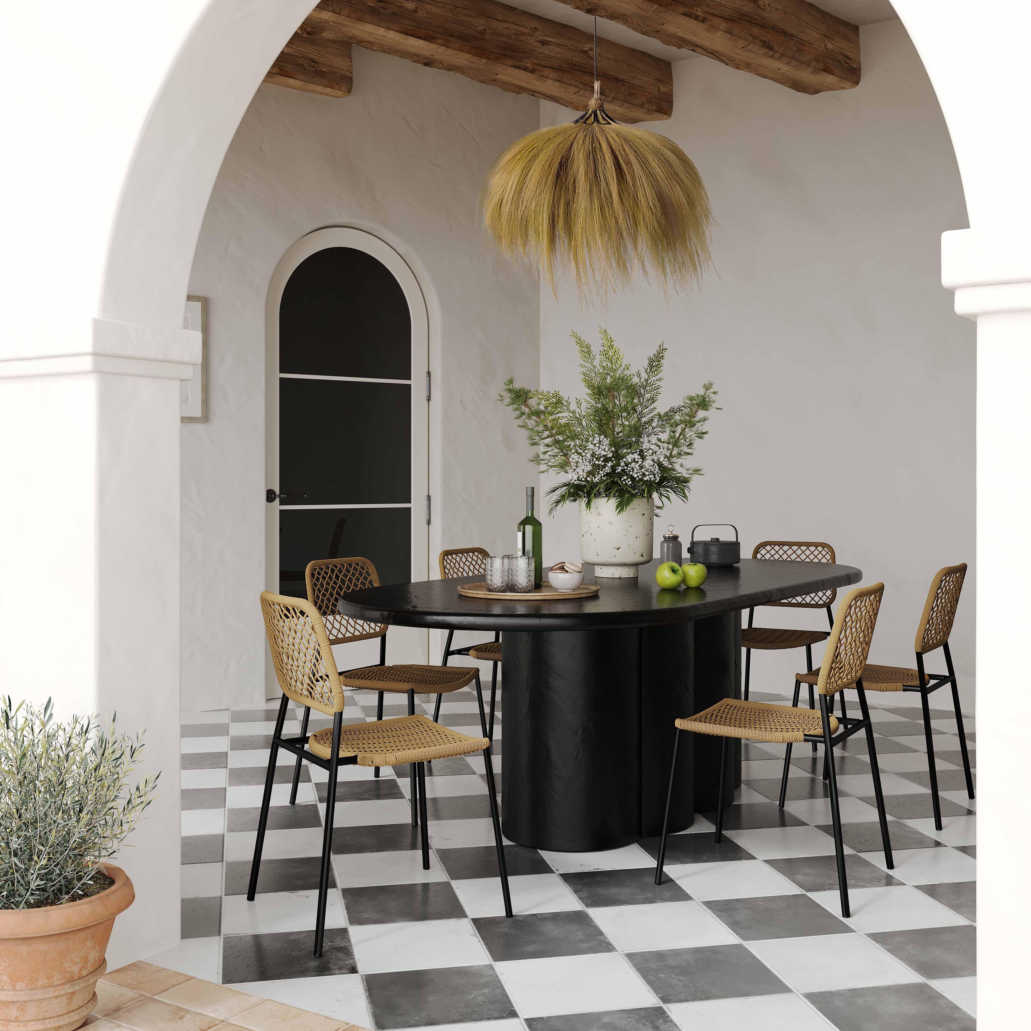Elika Black Faux Plaster Oval Dining Table - Frankwebs