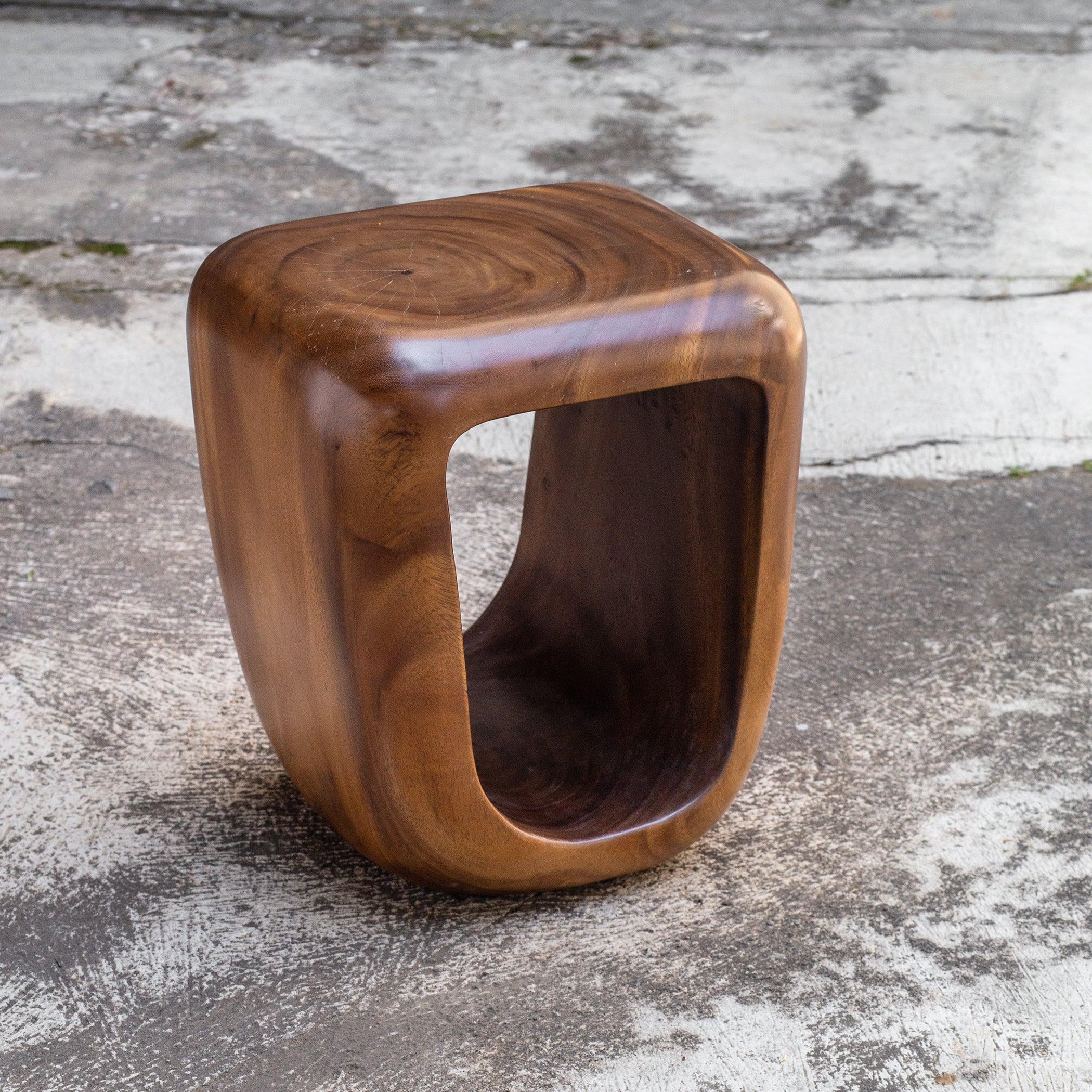 LOOPHOLE WOODEN ACCENT STOOL - Frankwebs