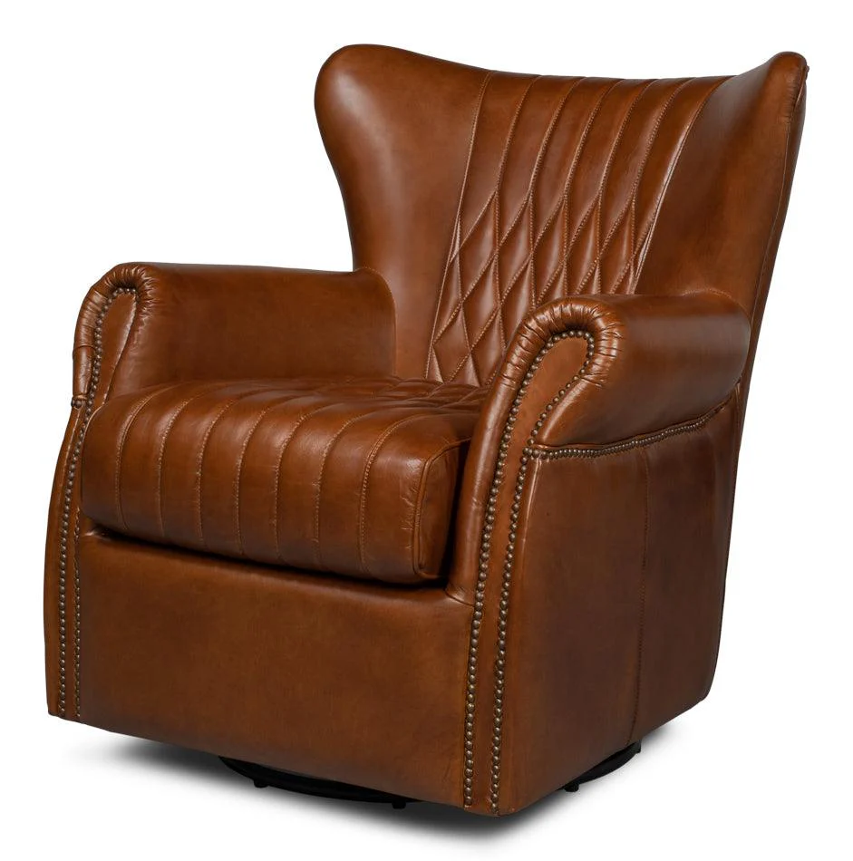 Bugatti Leather Swivel Chair - Frankwebs