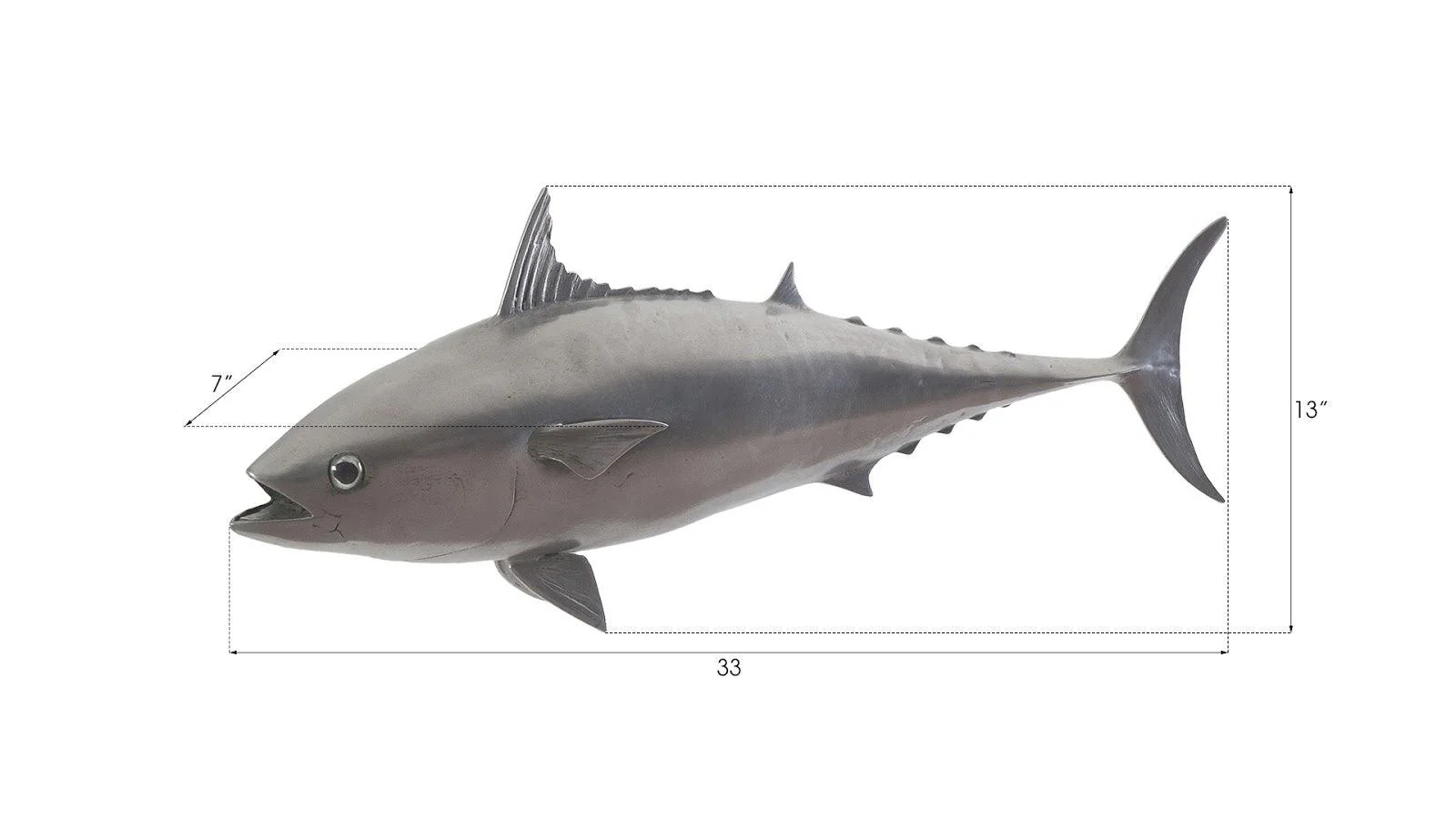 Mackerel Fish Wall Sculpture, Resin, Polished Aluminum Finish - Frankwebs