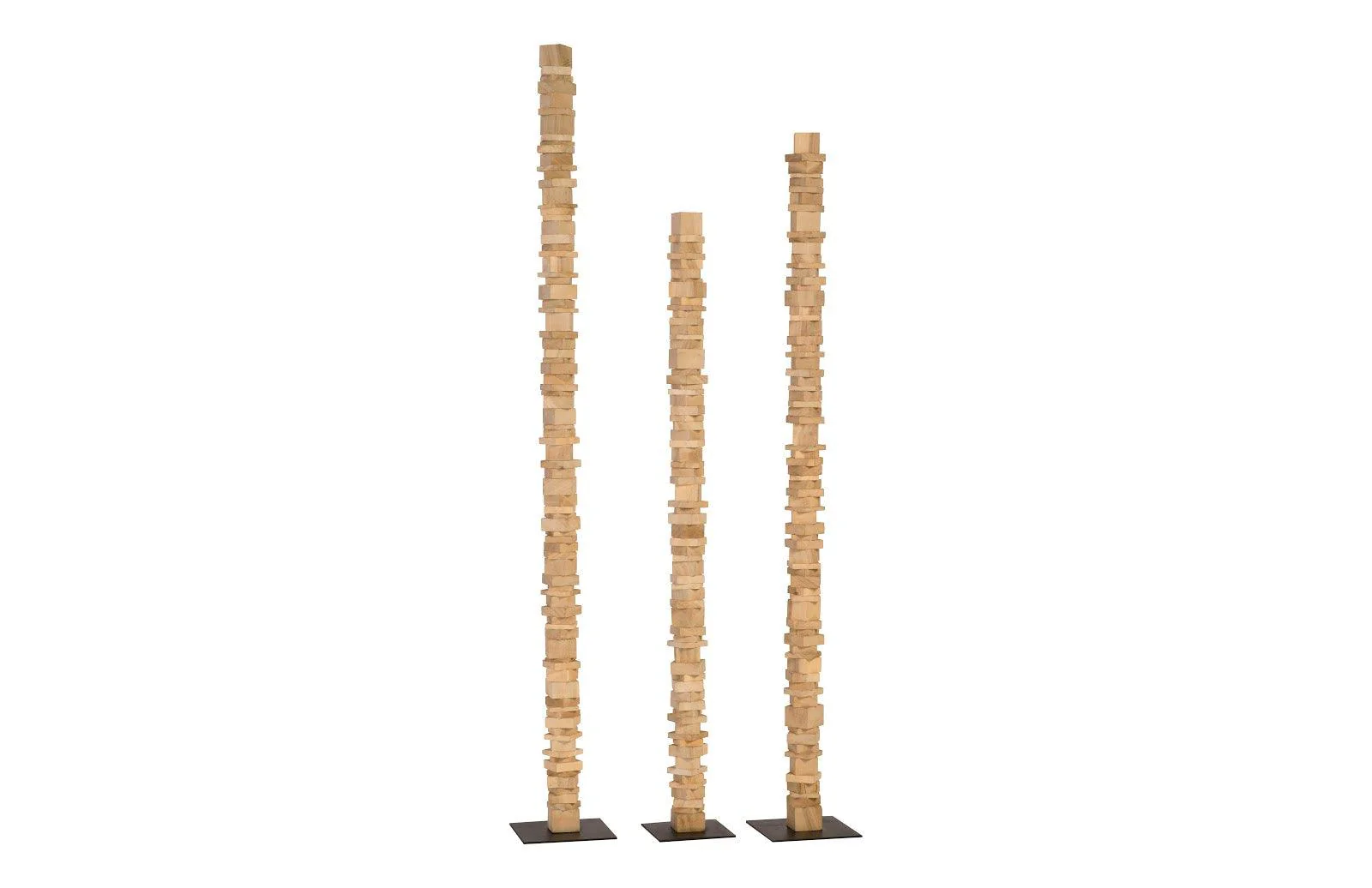 Stacked Wood Floor Sculptures, Bleached, Set of 3 - Frankwebs