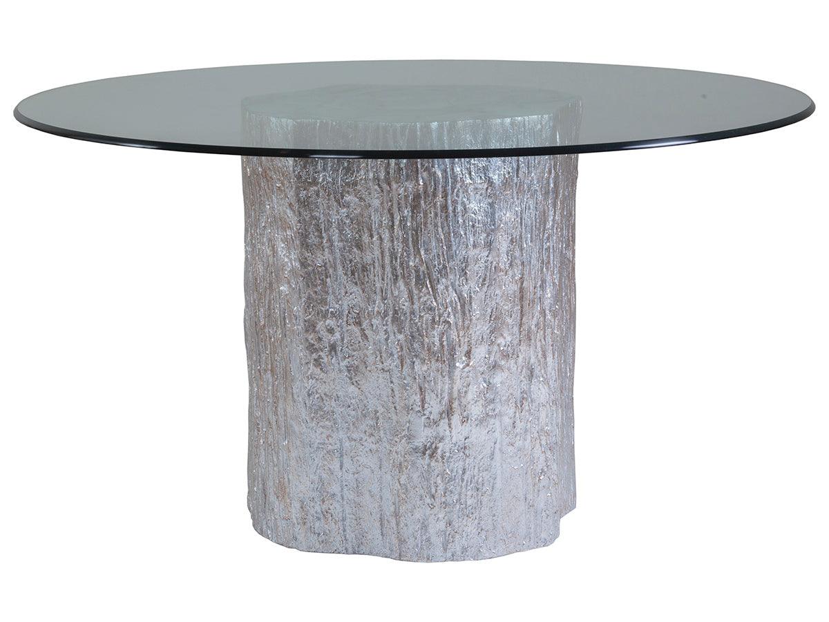Signature Designs Trunk Segment Round Dining Table With Glass Top - Silver Leaf - Frankwebs