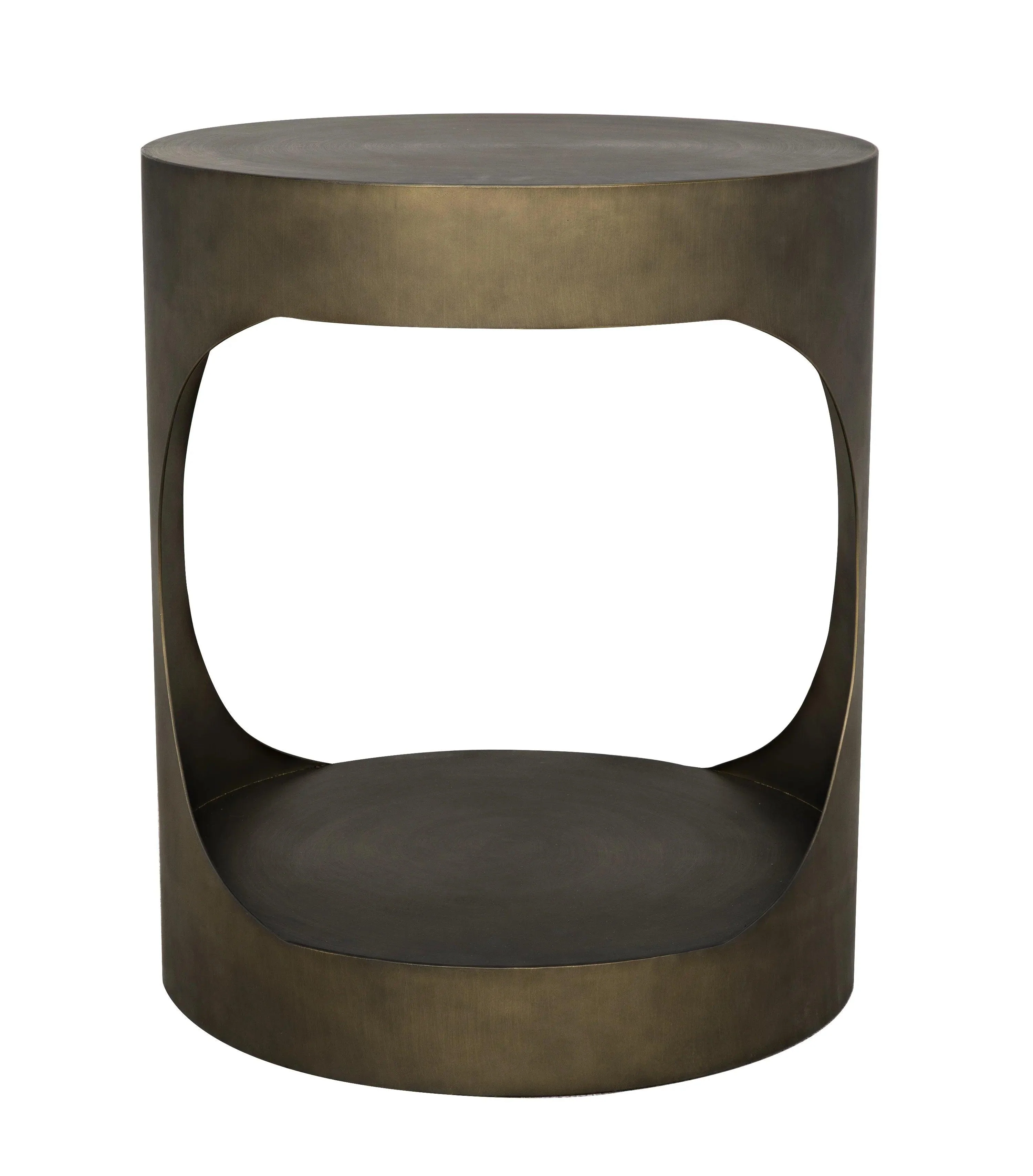 Eclipse Round Side Table, Metal with Aged Brass Finish - Frankwebs