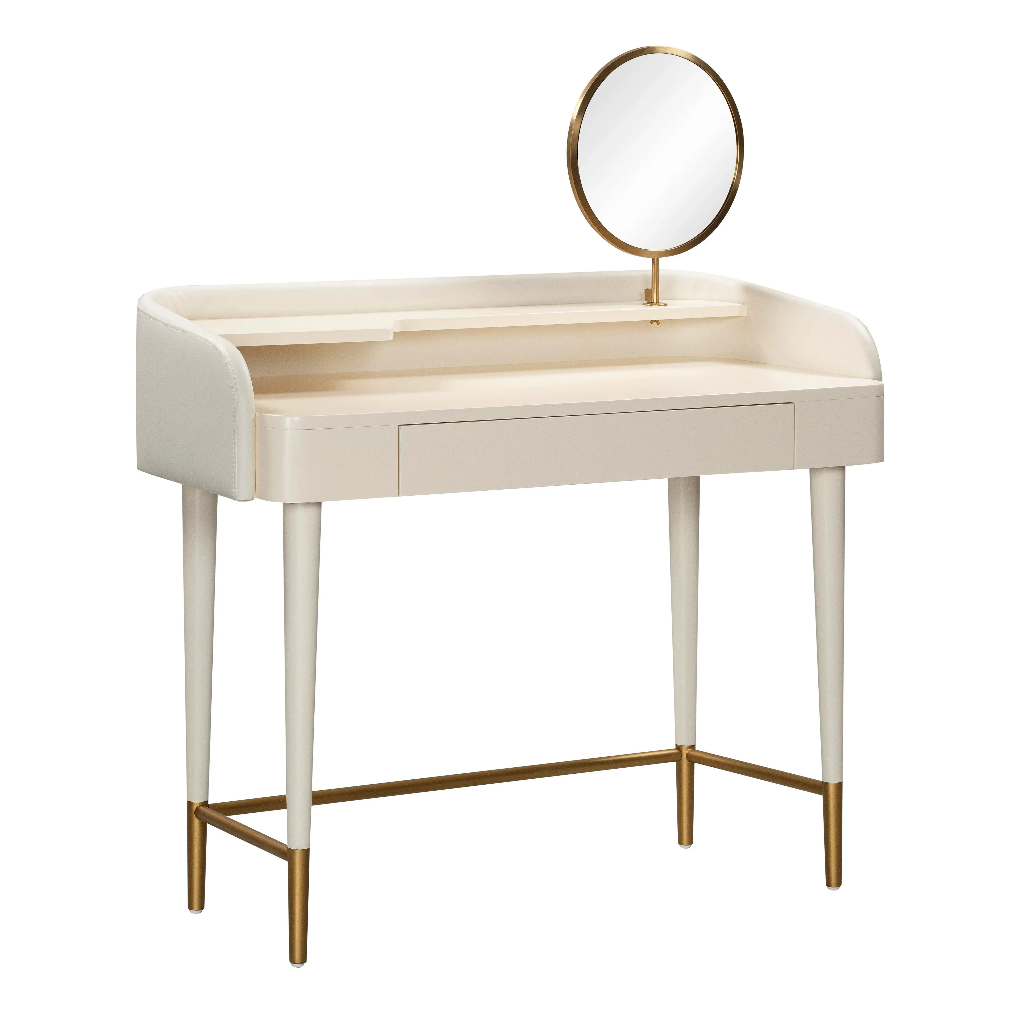 Penelope Cream Vegan Leather Wrapped Vanity Desk - Frankwebs