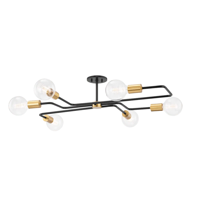 JENA 6 LIGHT SEMI FLUSH MOUNT AGED BRASS SMALL - Frankwebs