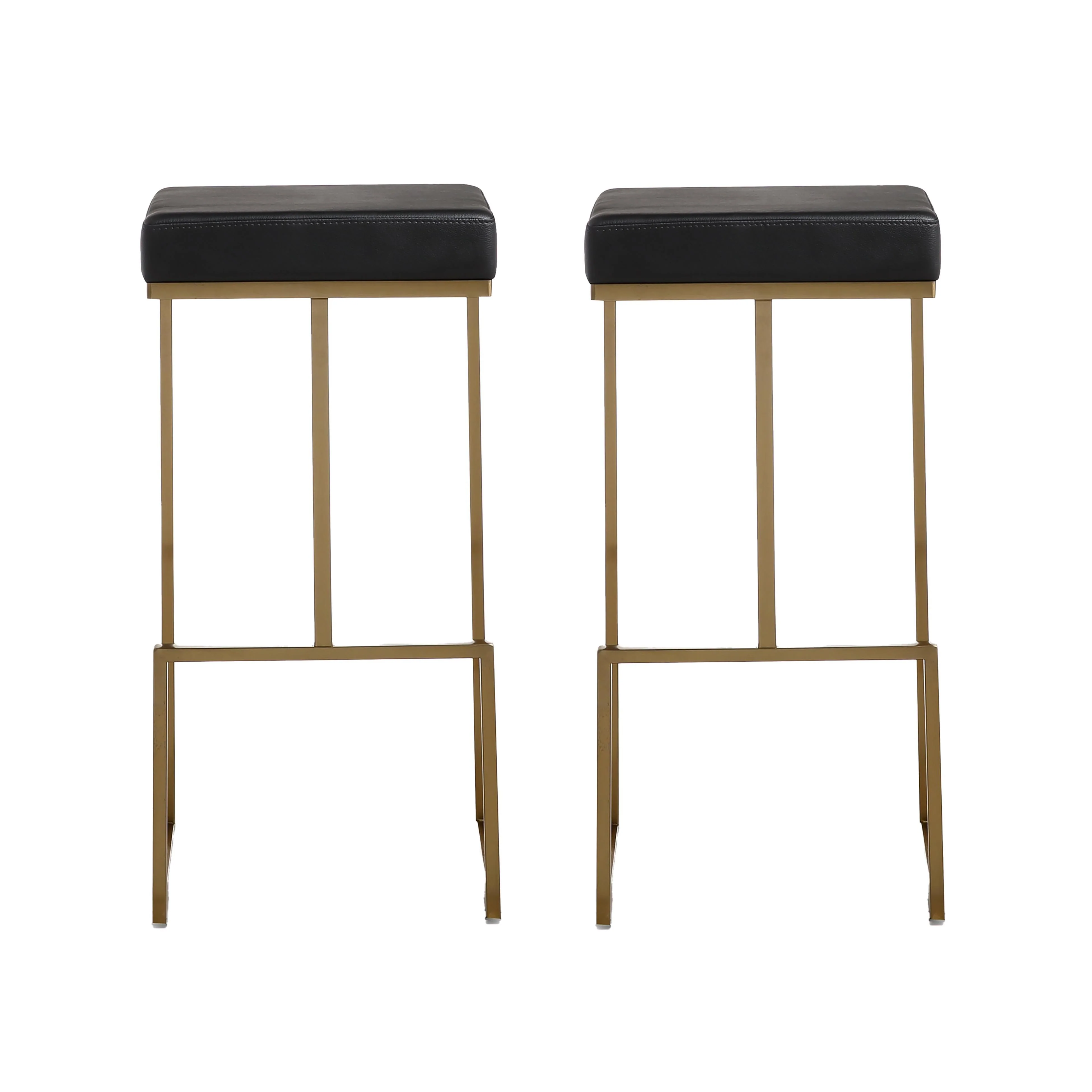Ferrara Black Gold Steel Barstool (Set of 2) - Frankwebs