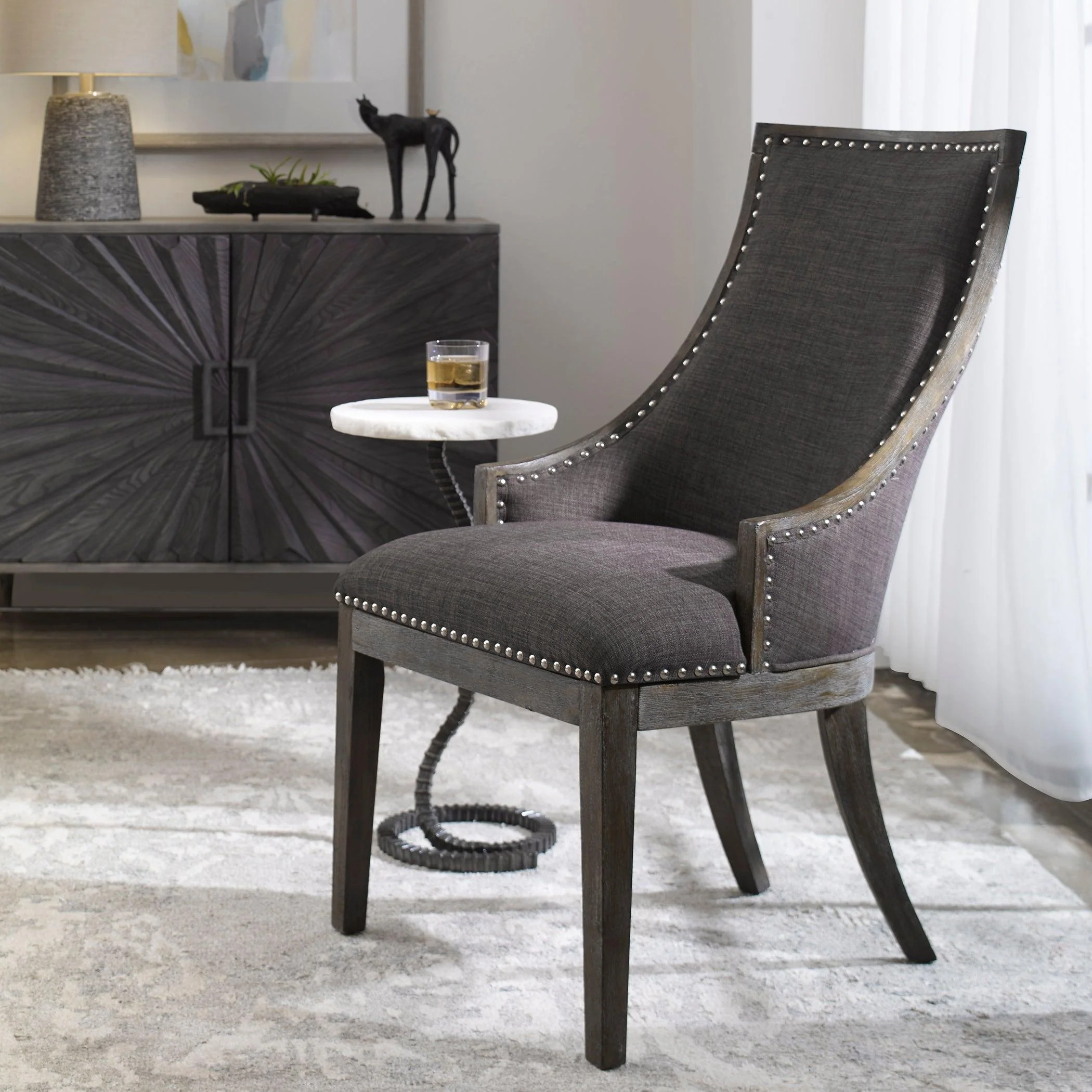 Aidrian Charcoal Gray Accent Chair - Frankwebs