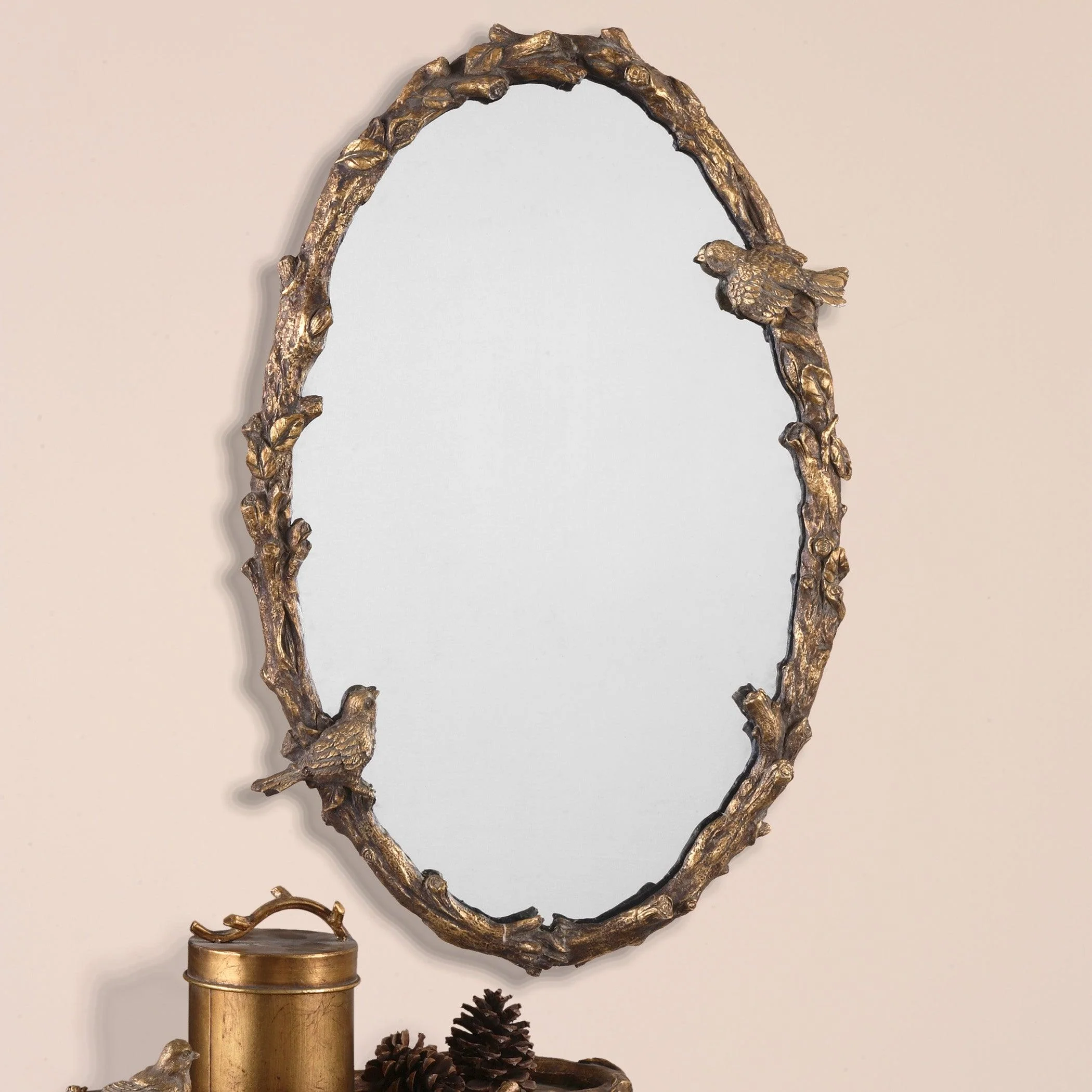 PAZA OVAL VINE GOLD MIRROR - Frankwebs