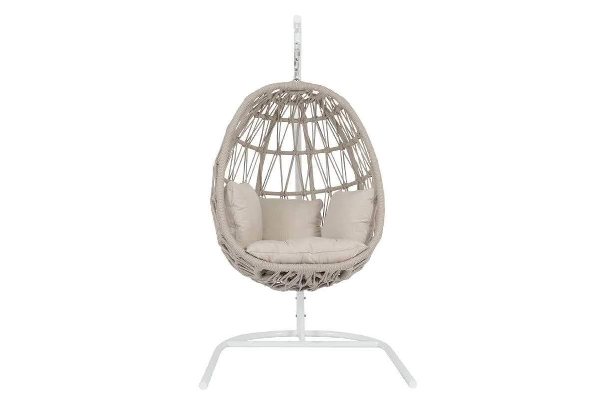 Dana Rope Hanging Club Chair in Linen Canvas w/ Self Welt - Frankwebs