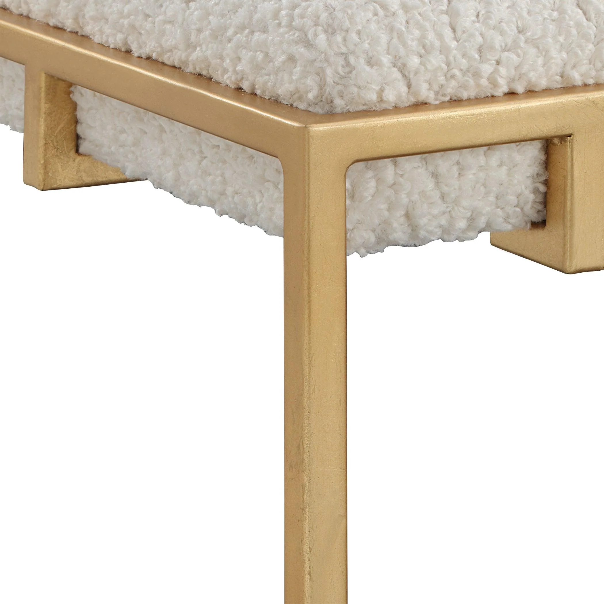 Paradox Small Gold & White Shearling Bench - Frankwebs