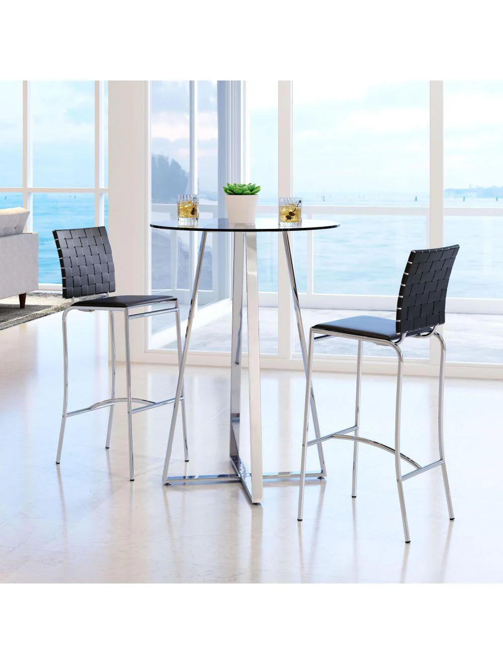 Criss Cross Bar Chair (Set of 2) Black - Frankwebs