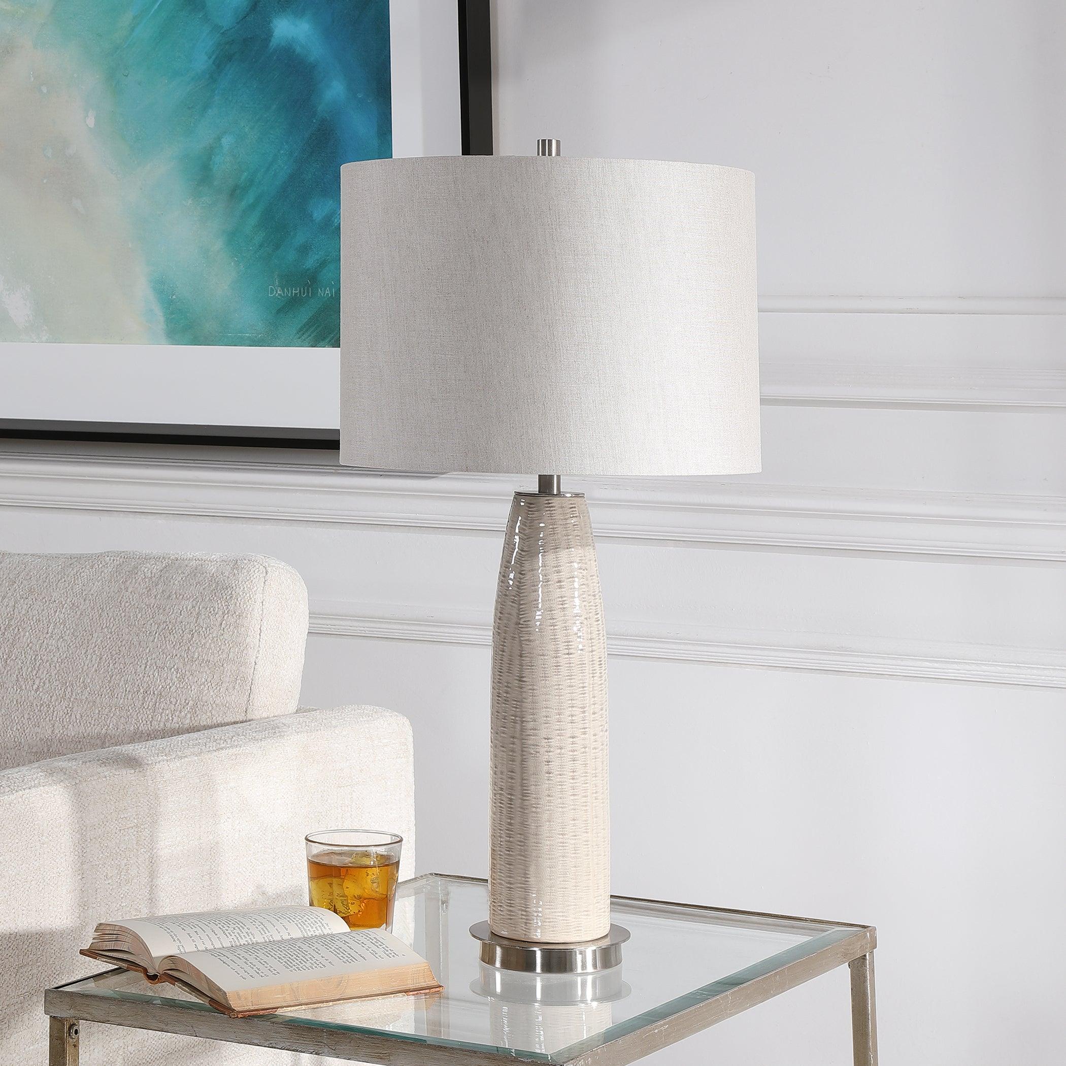 DELGADO LIGHT GRAY TABLE LAMP - Frankwebs