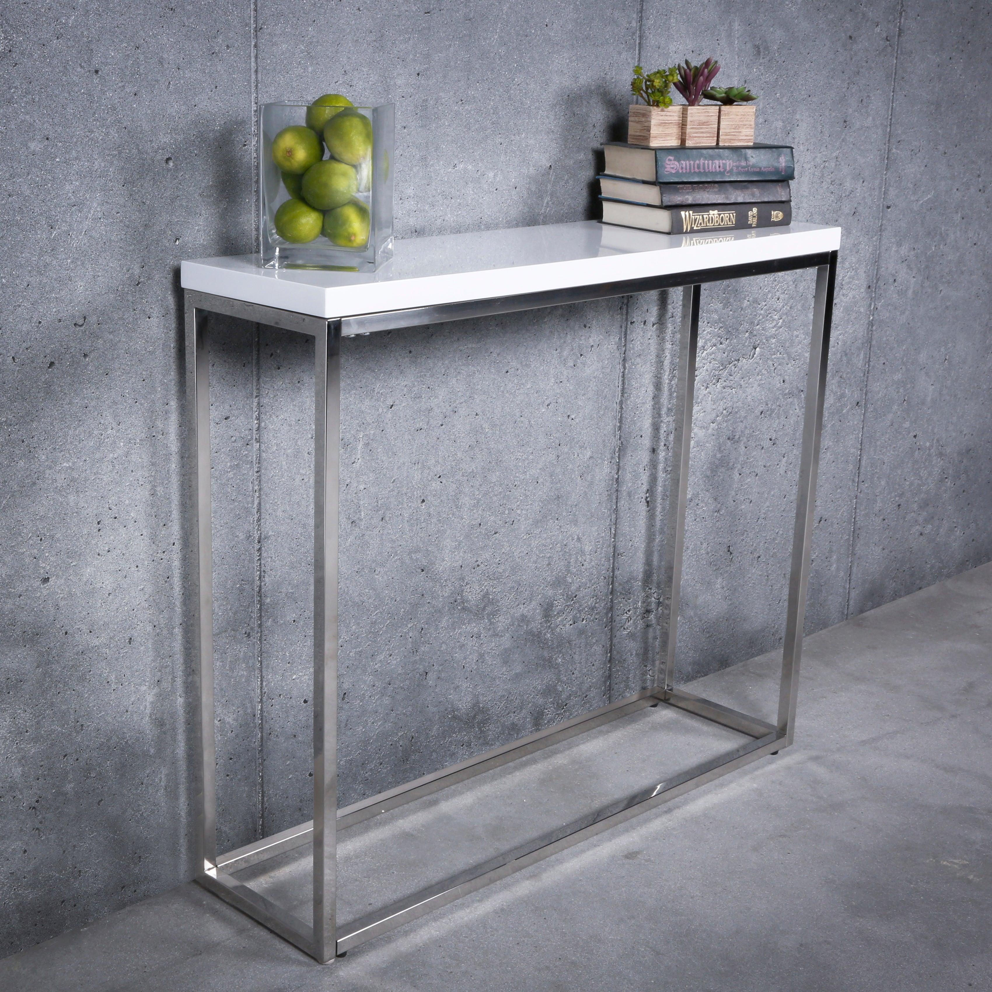 Teresa Console Table Lacquer with Polished Stainless Steel Frame - Frankwebs